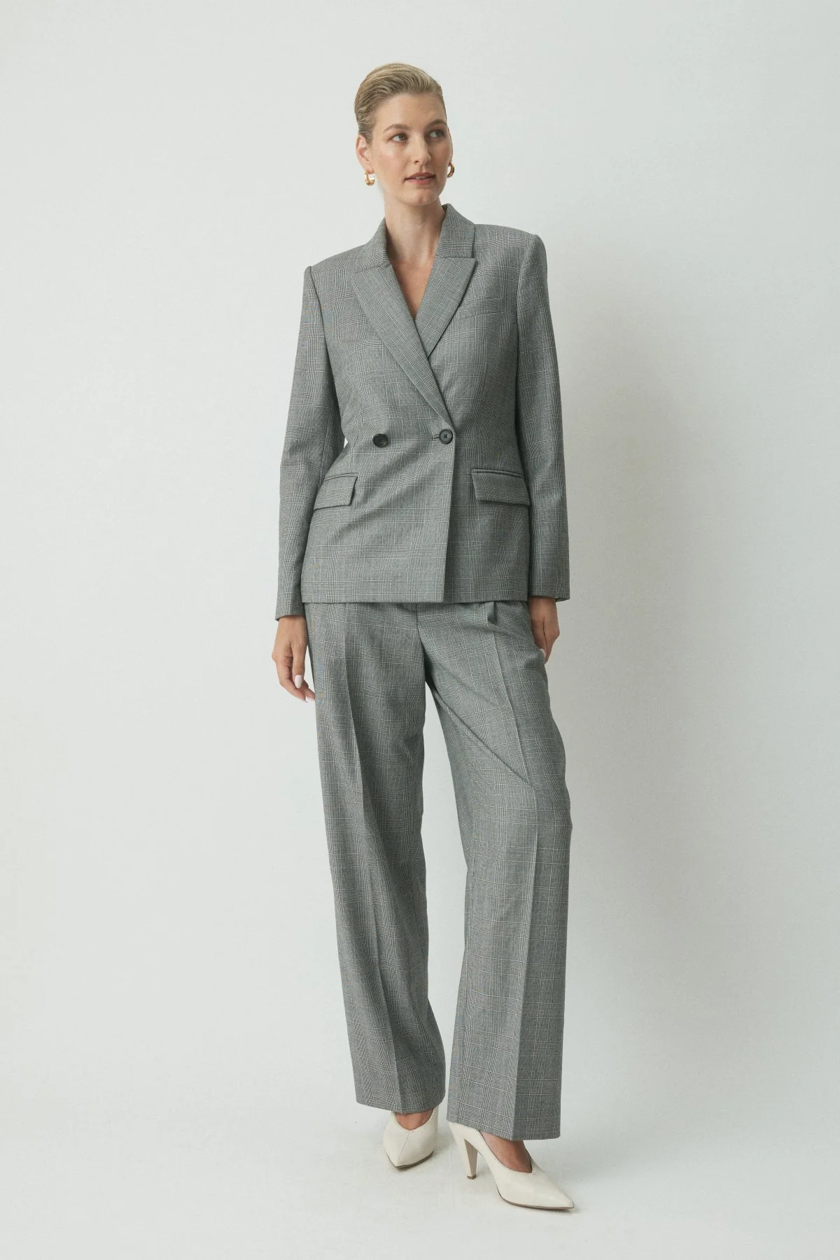 Grace Wool Suit Jacket - Charcoal Check