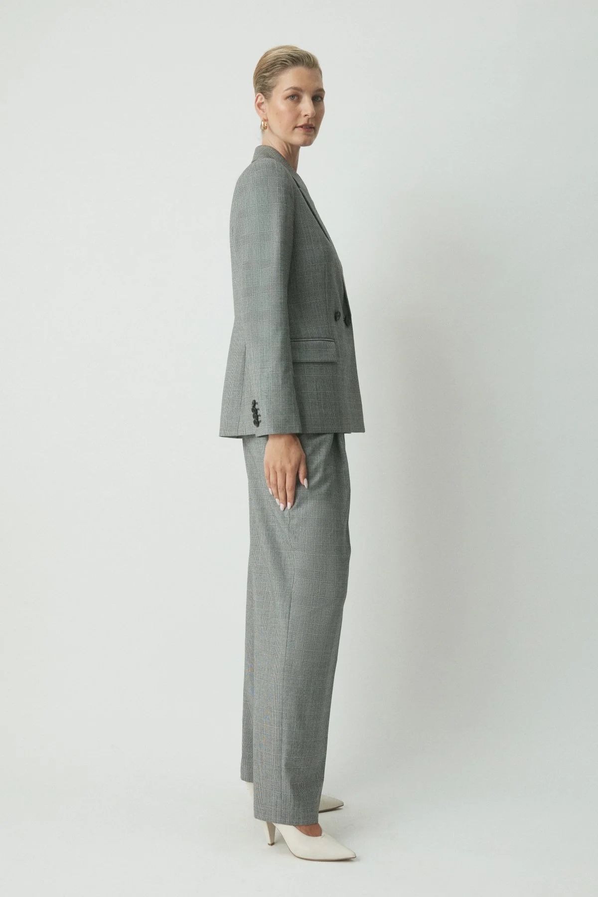Grace Wool Suit Jacket - Charcoal Check - Image 3