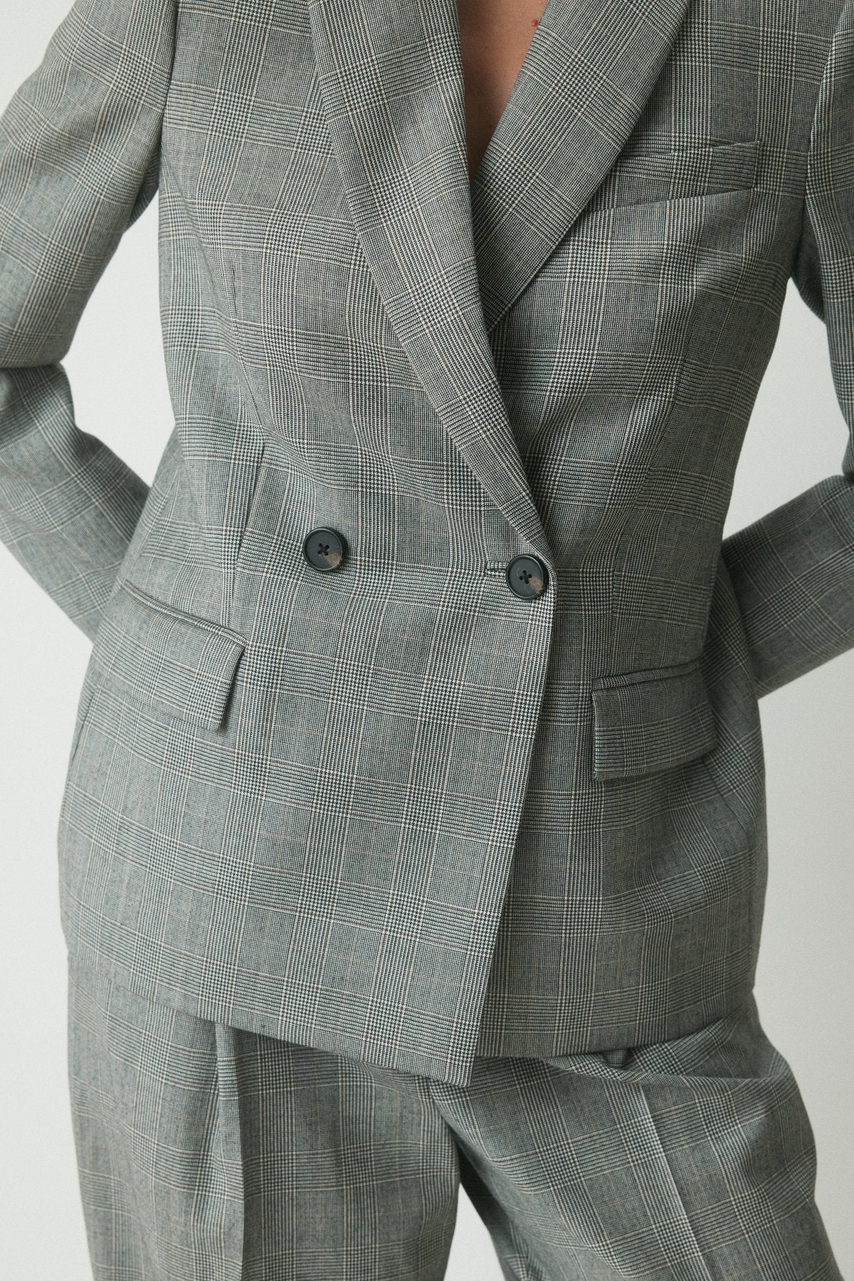 Grace Wool Suit Jacket - Charcoal Check - Image 5