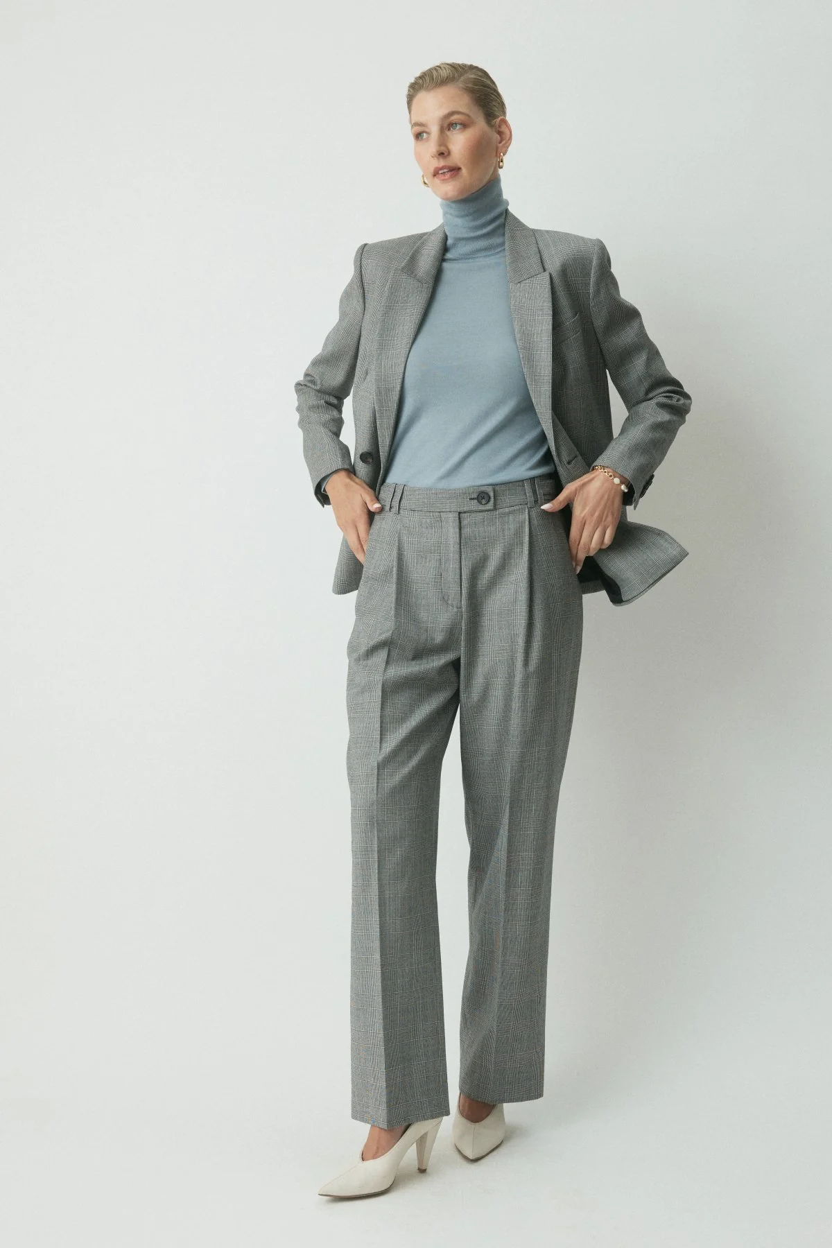 Grace Wool Suit Pant - Charcoal Check