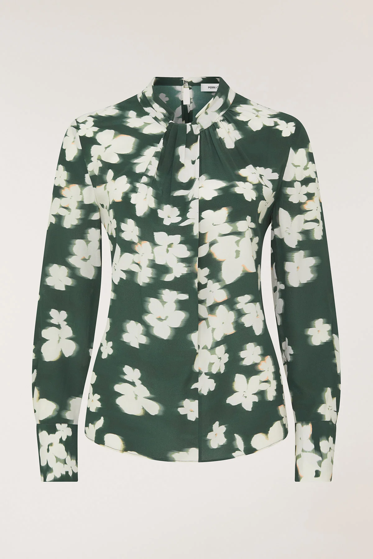 Twist Neck Silk Top - Green Print - Image 6