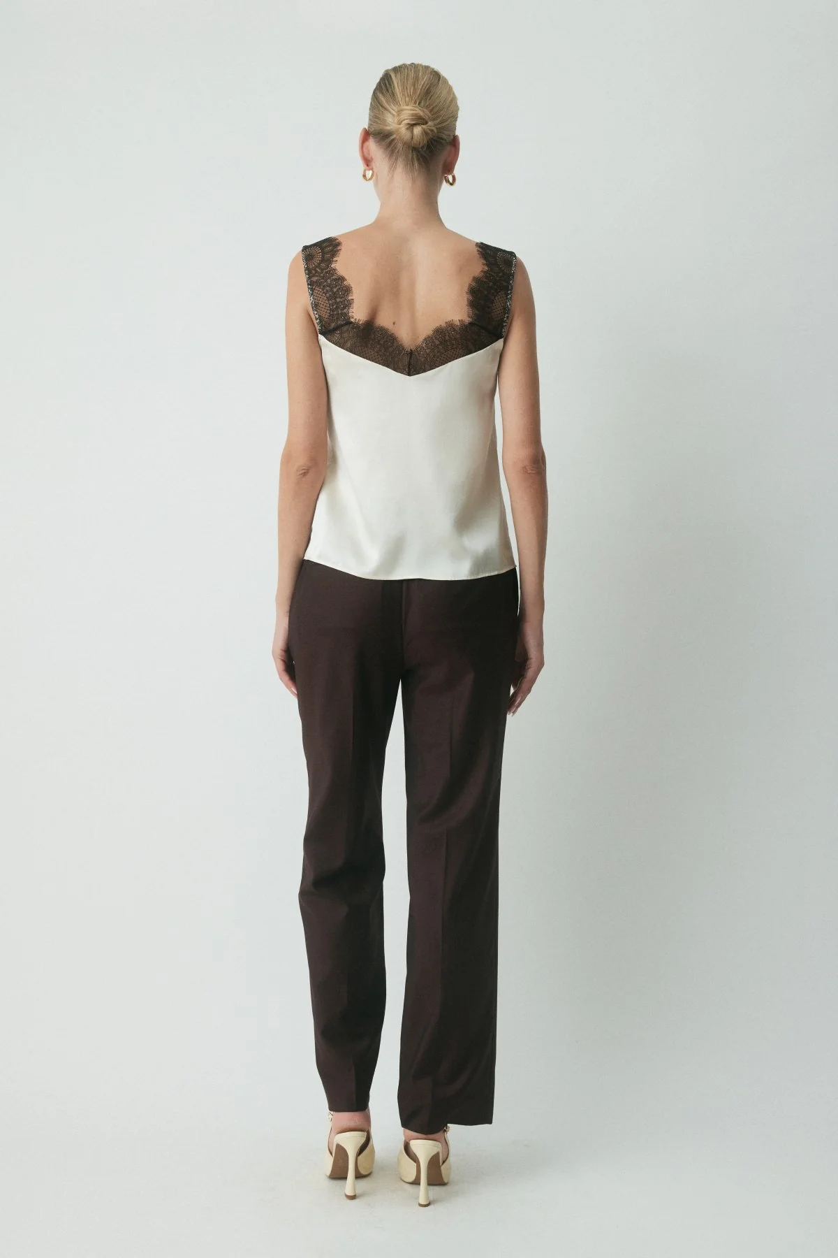Huxley Silk Lace Camisole - Cream/Black - Image 4
