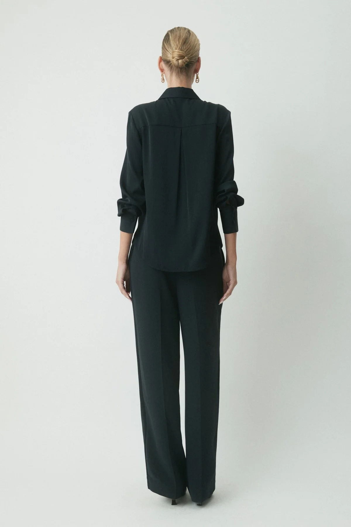 Indi Silk Tuxedo Shirt - Midnight - Image 4