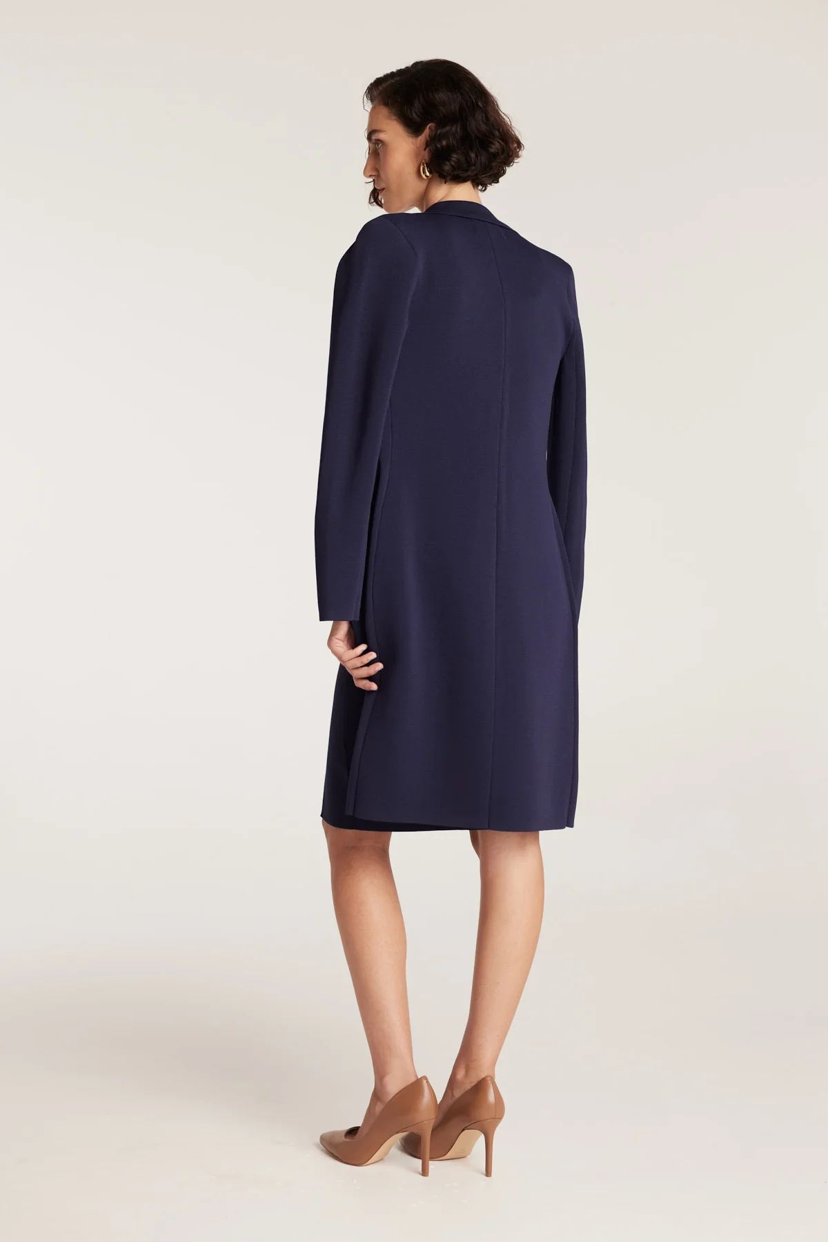 Milano Crepe Knit Coat - Indigo - Image 5
