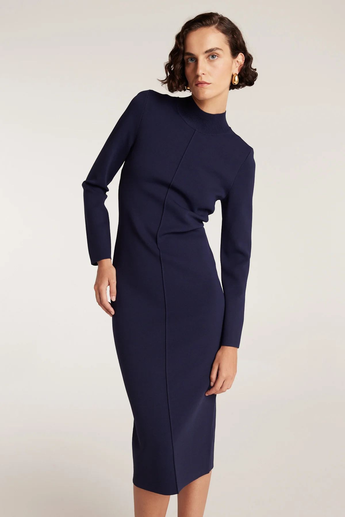 Milano Crepe Knit Dress - Indigo - Image 7