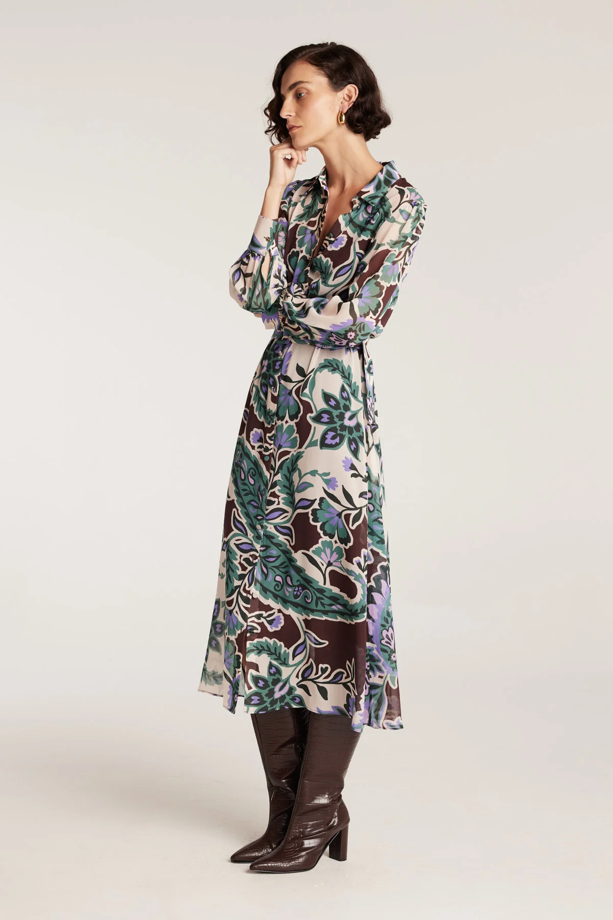 Ines Silk Shirtmaker Dress - Paisley - Image 4