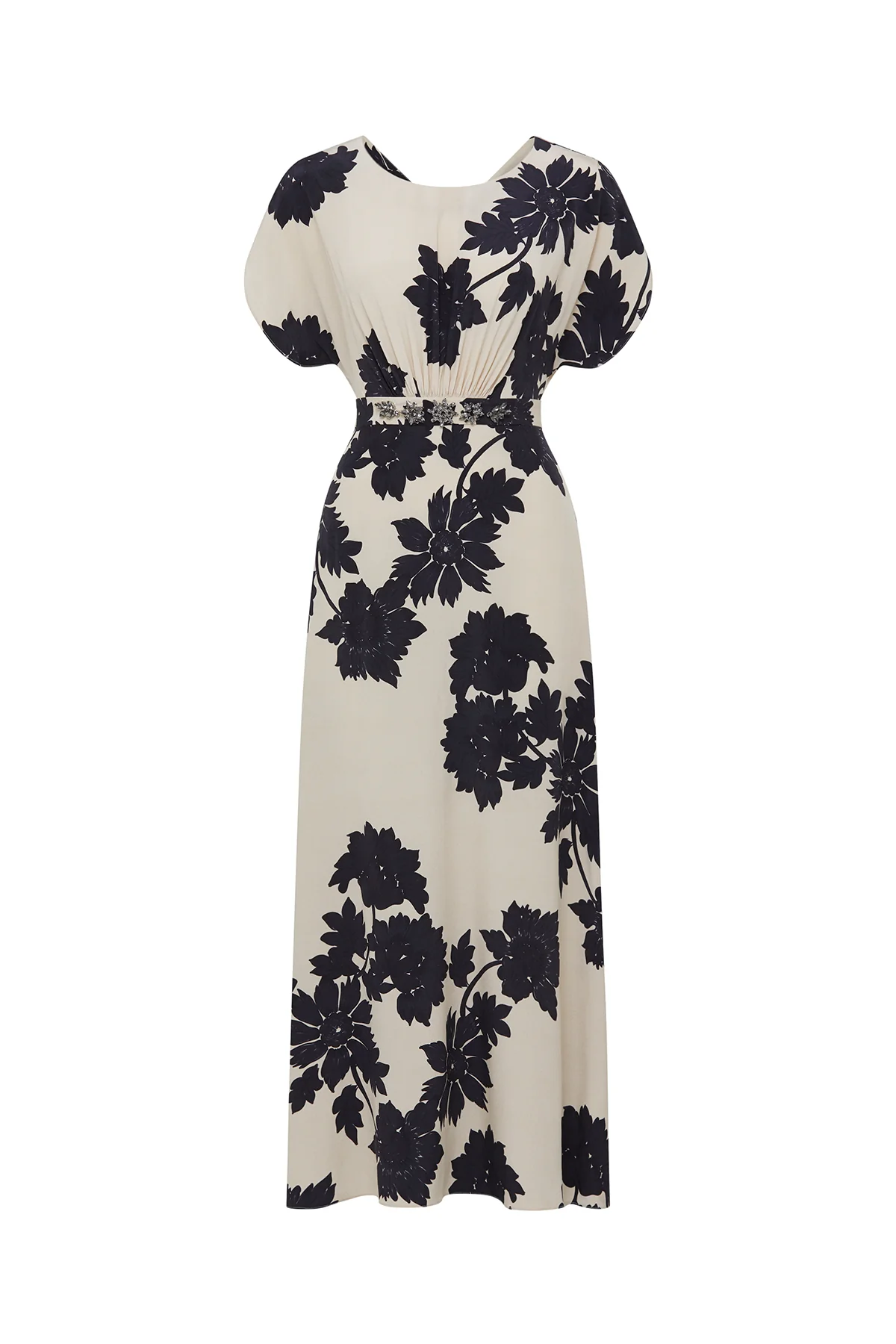Irina Silk Dress - Beige/Black - Image 3