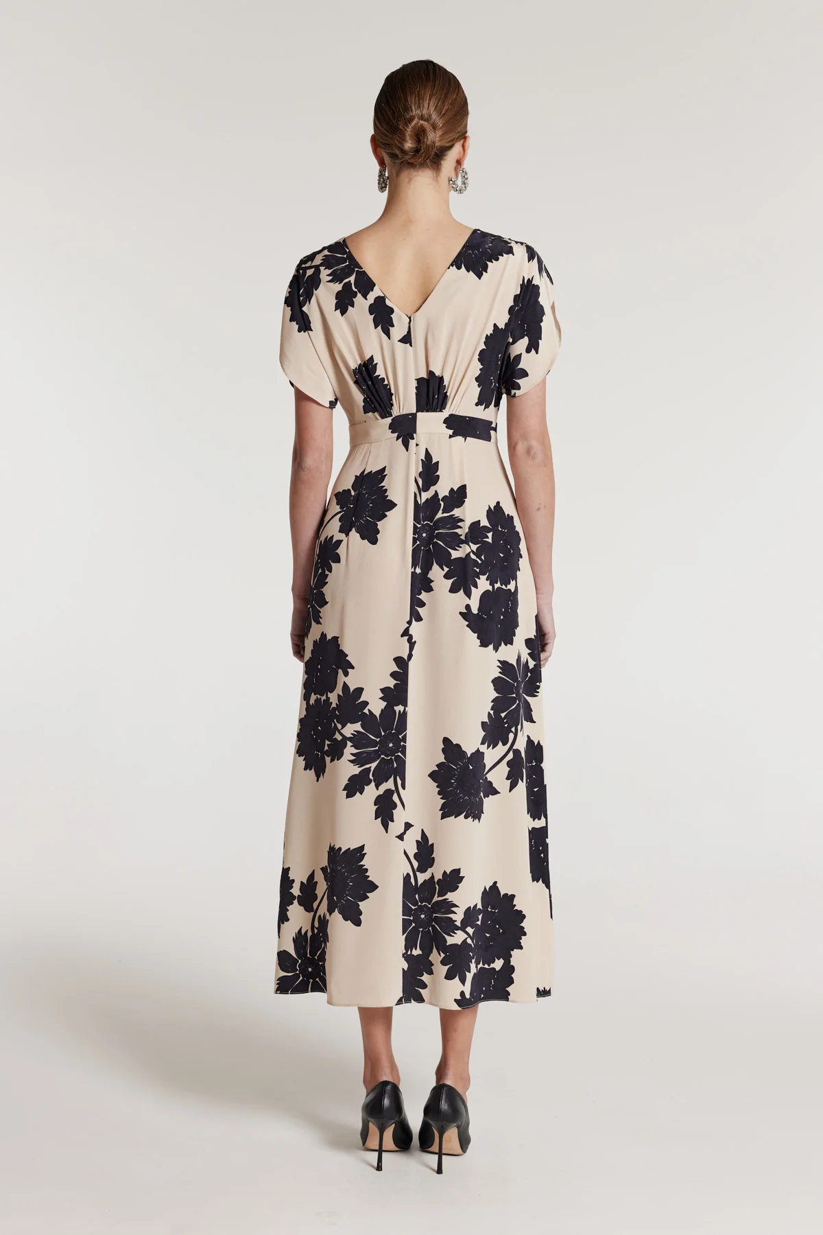 Irina Silk Dress - Beige/Black - Image 5