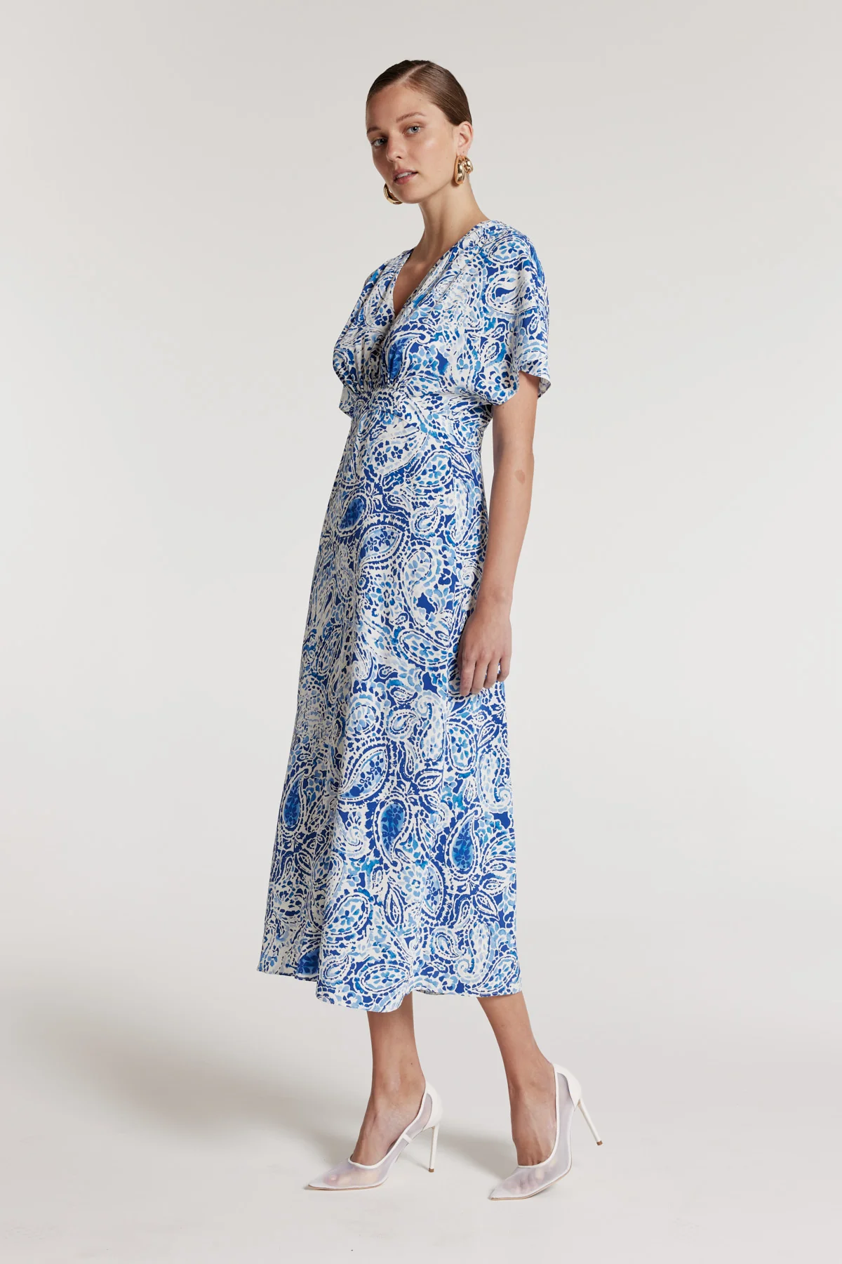 Iris Silk Dress - Blue Print - Image 4