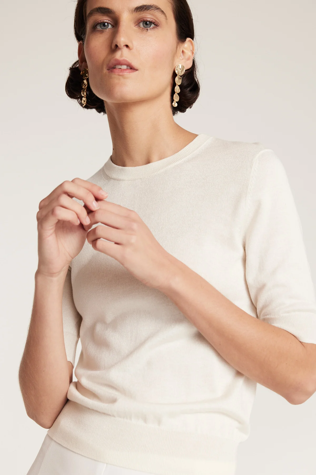 Silk Cashmere Knit Top - Ivory - Image 7