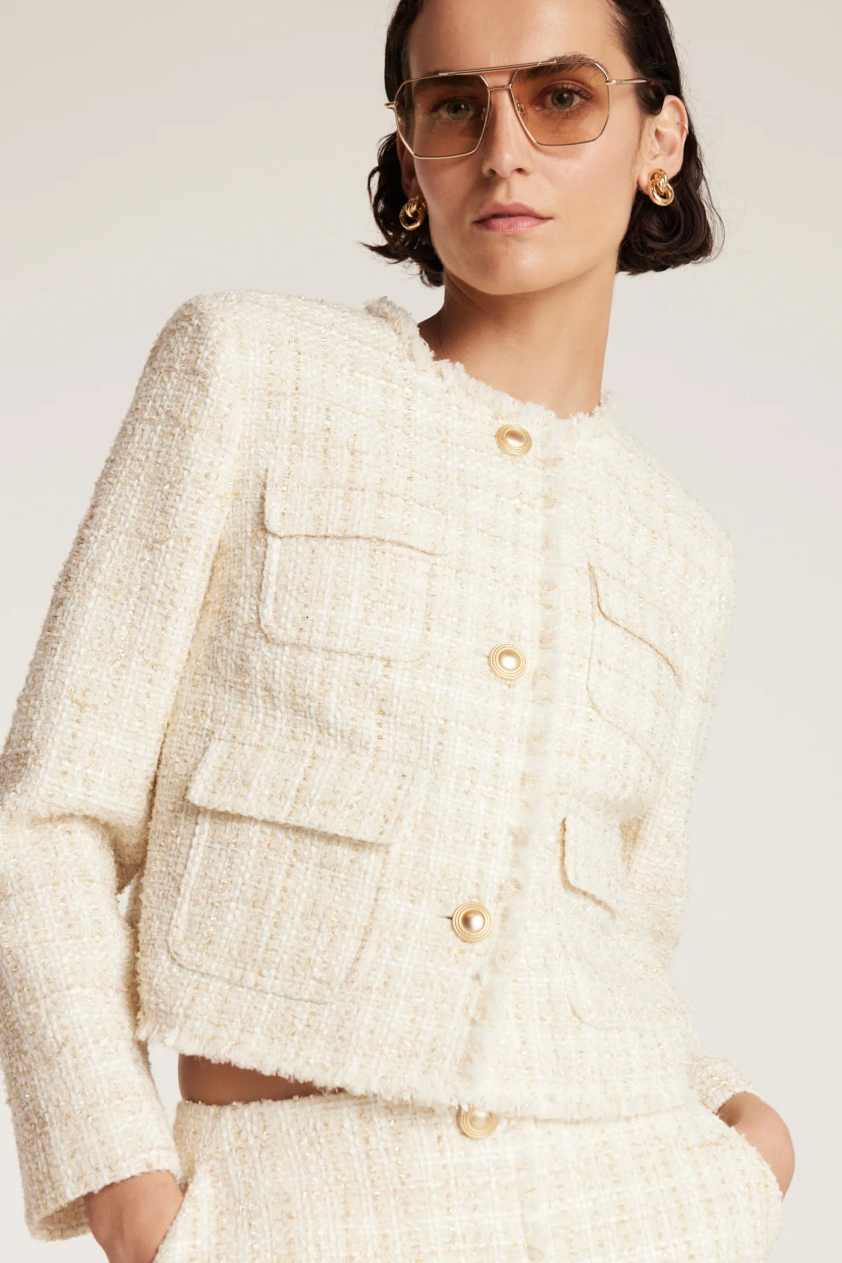 Tweed Jacket - Ivory/Gold - Image 5