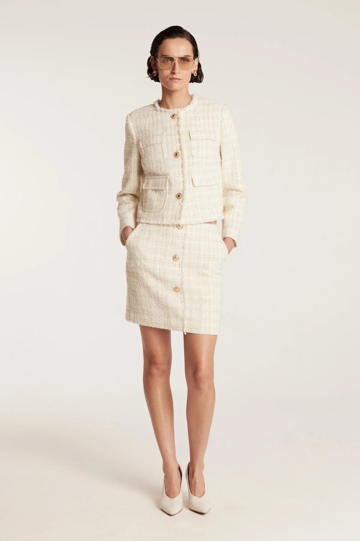 Tweed Jacket - Ivory/Gold - Image 7