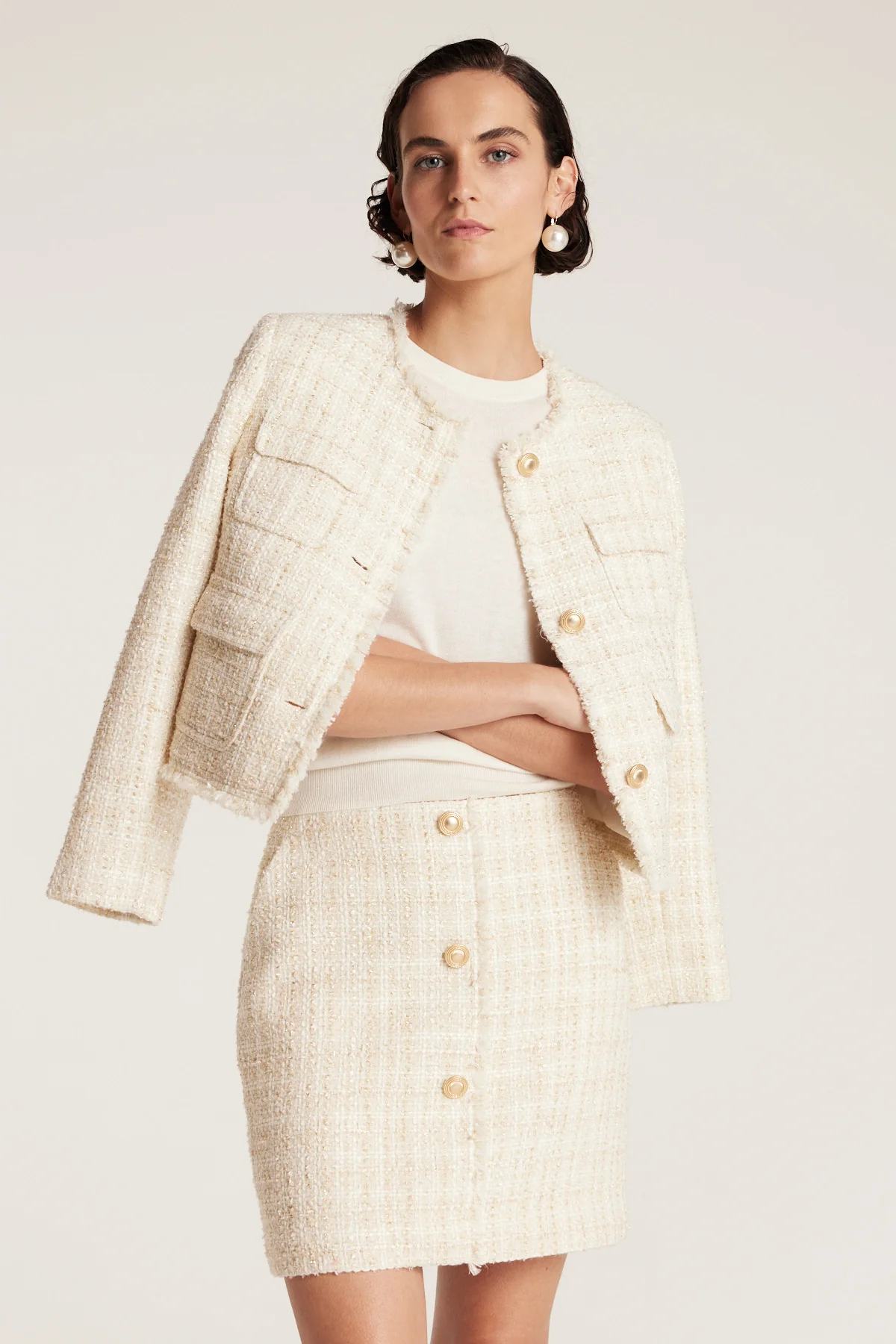Tweed Skirt - Ivory/Gold - Image 7