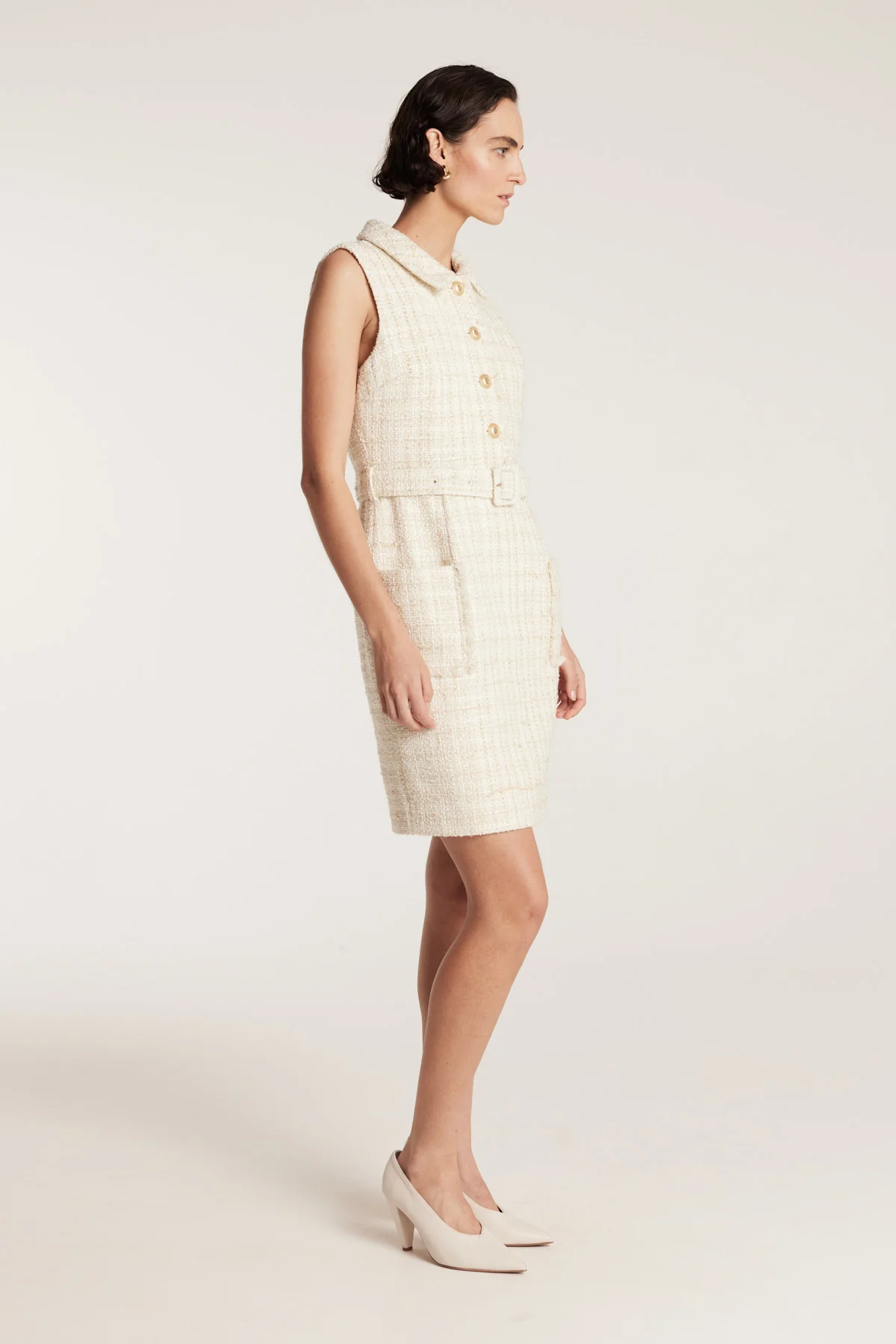 Tweed Dress - Ivory/Gold - Image 3