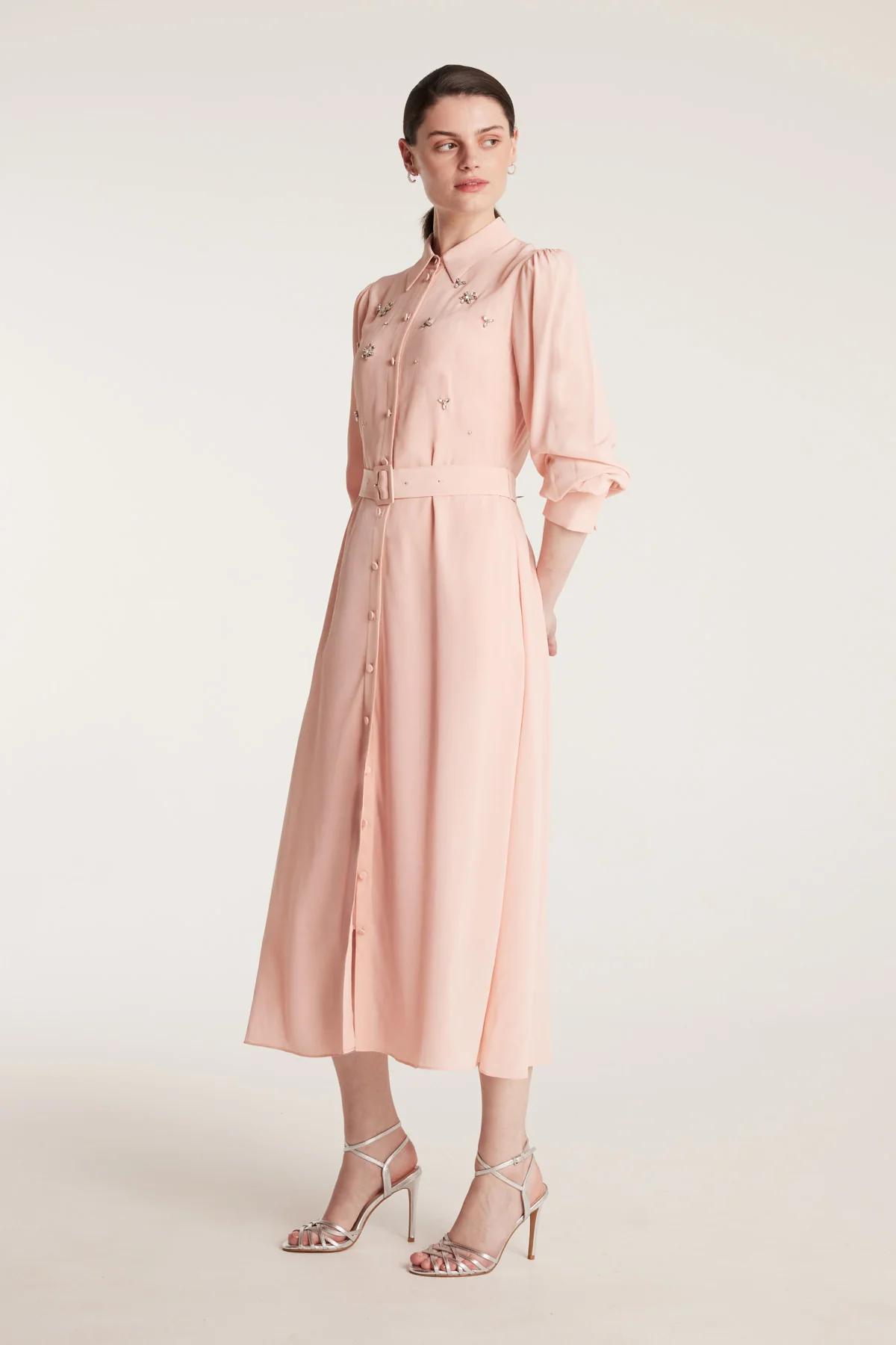 Jewelled Silk Dress - Pink - Image 3