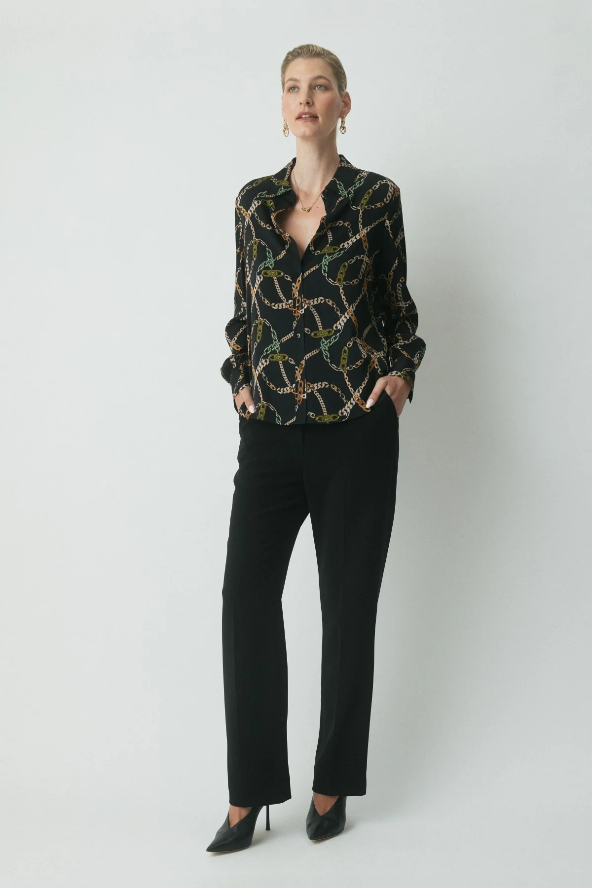 Kai Silk Printed Shirt - Chain Print