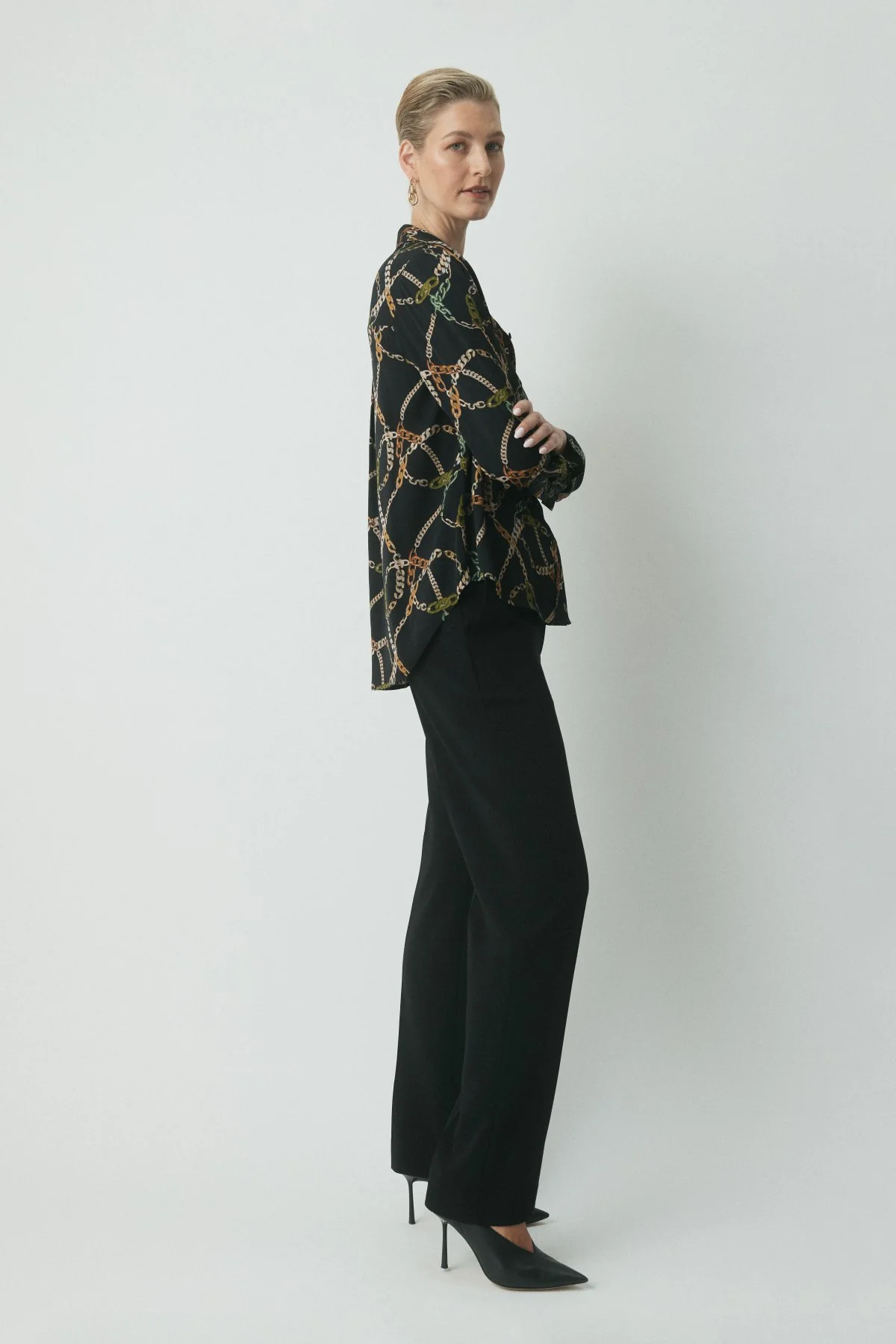 Kai Silk Printed Shirt - Chain Print - Image 3