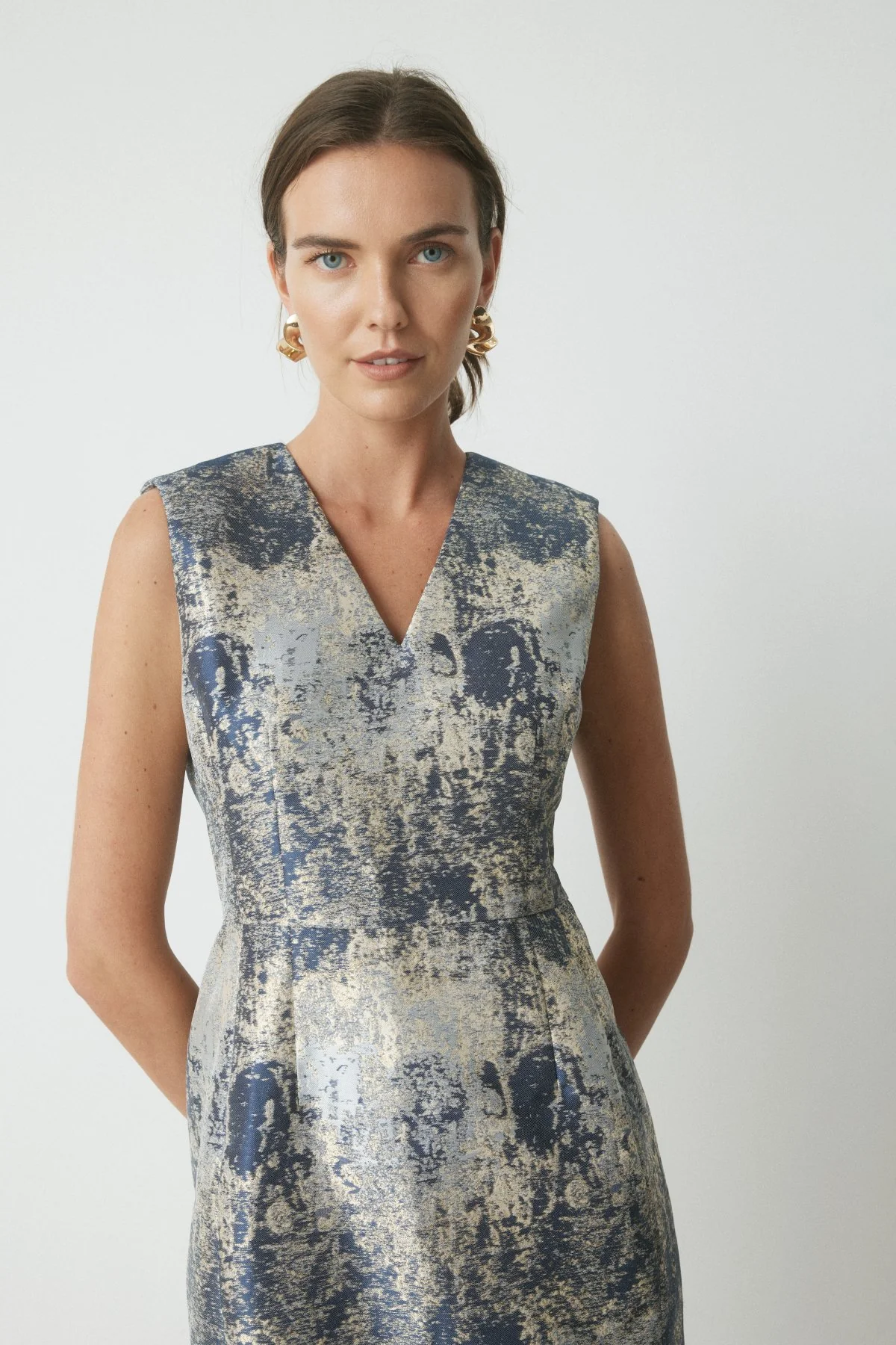 Kaia Evening Dress - Slate Brocade - Image 2