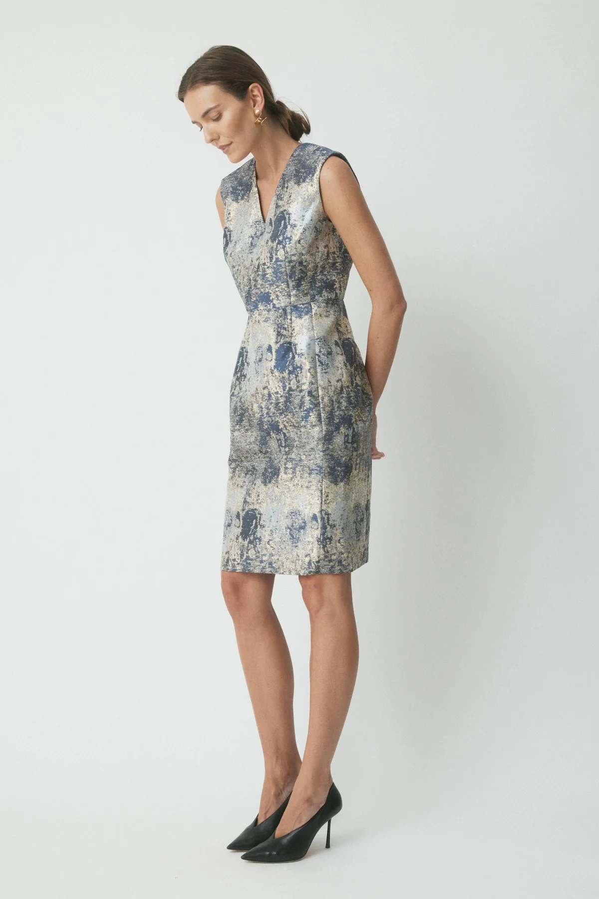 Kaia Evening Dress - Slate Brocade - Image 3