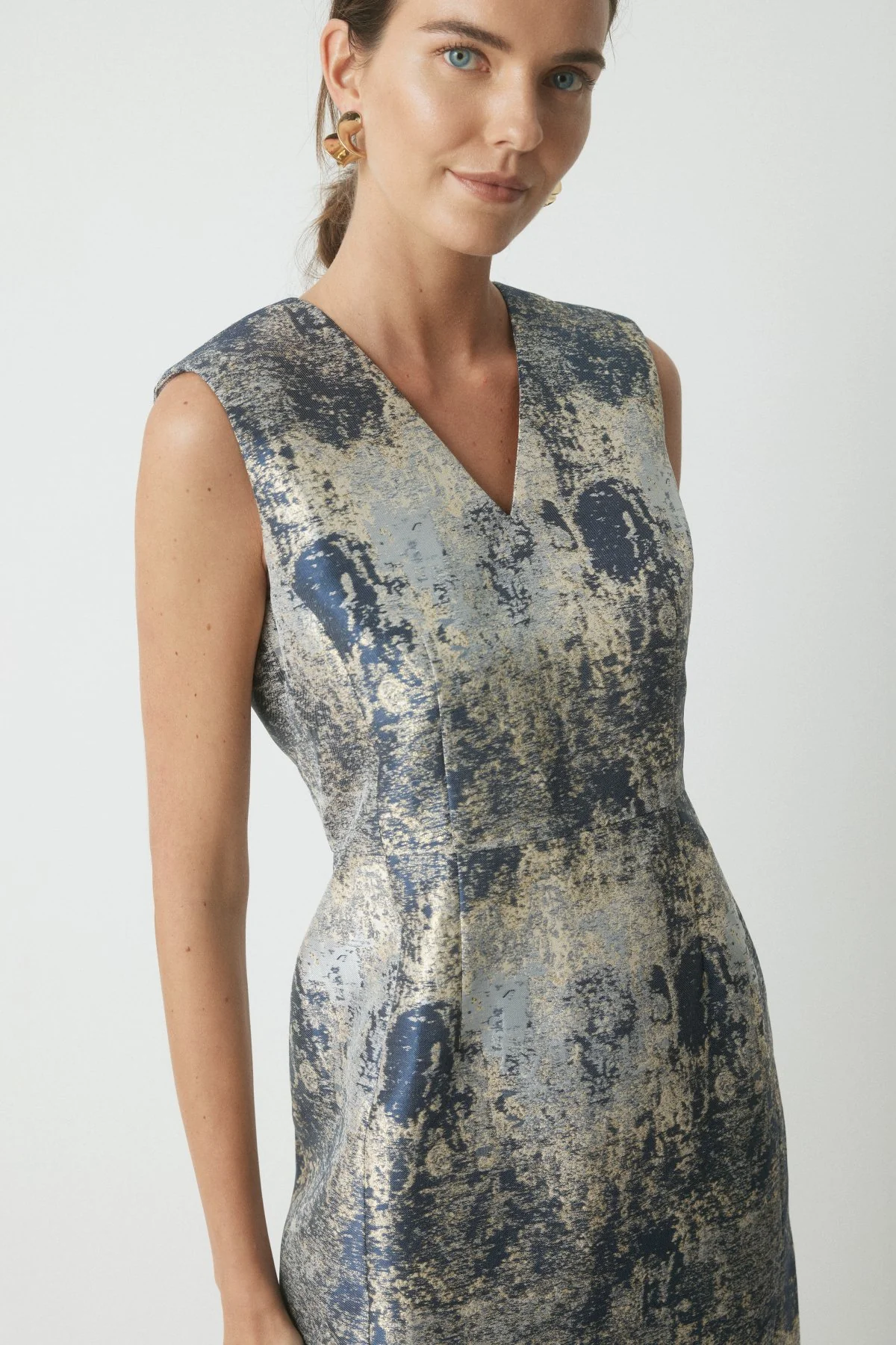 Kaia Evening Dress - Slate Brocade - Image 5