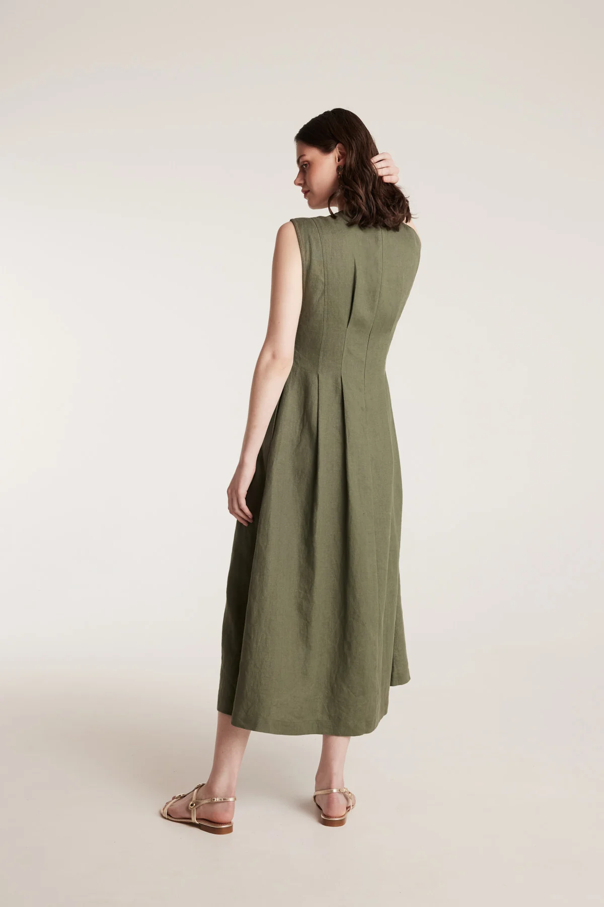 Lani Linen Dress - Leaf Green - Image 4