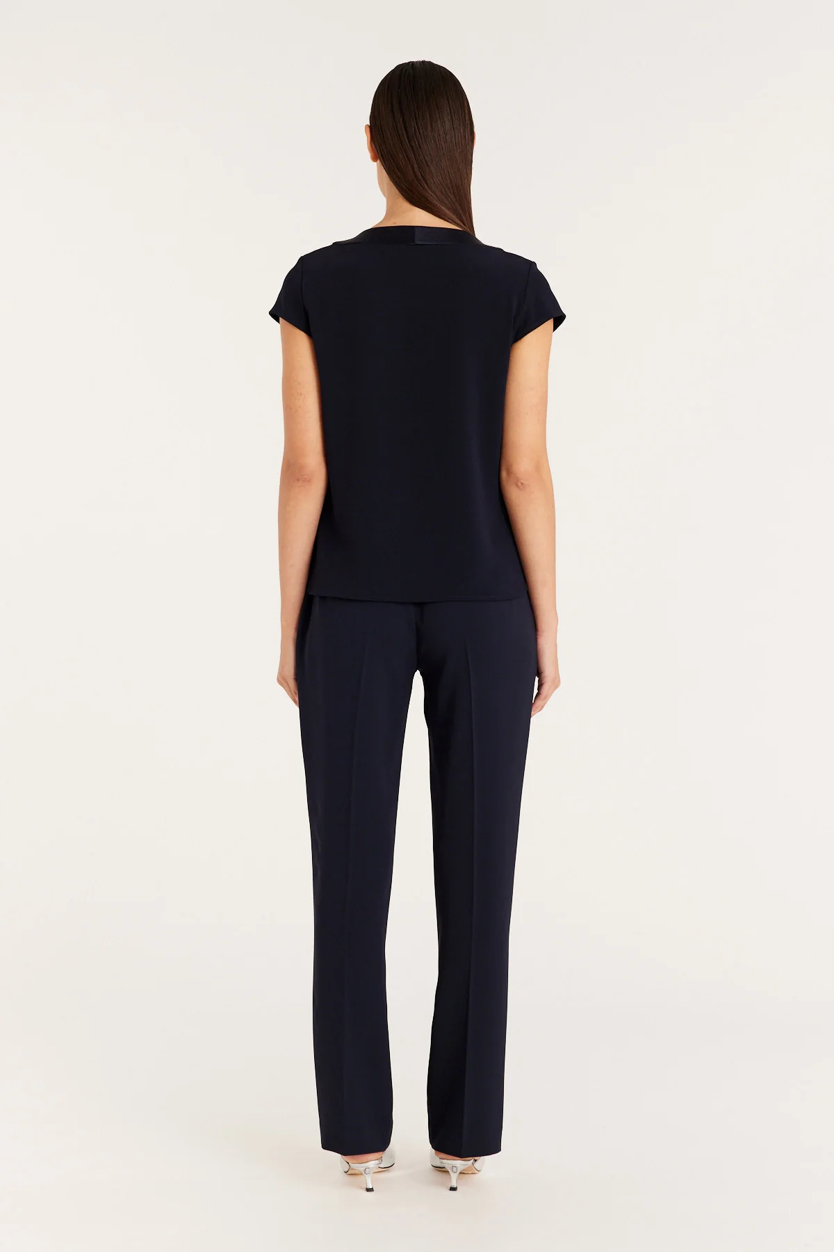 Lina Satin Trim Top - Navy - Image 5