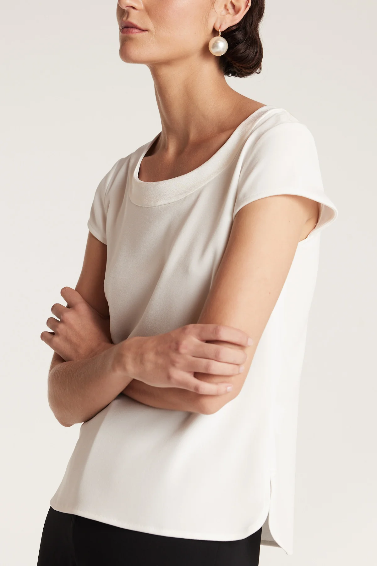 Lina Satin Trim Top - Ivory - Image 3