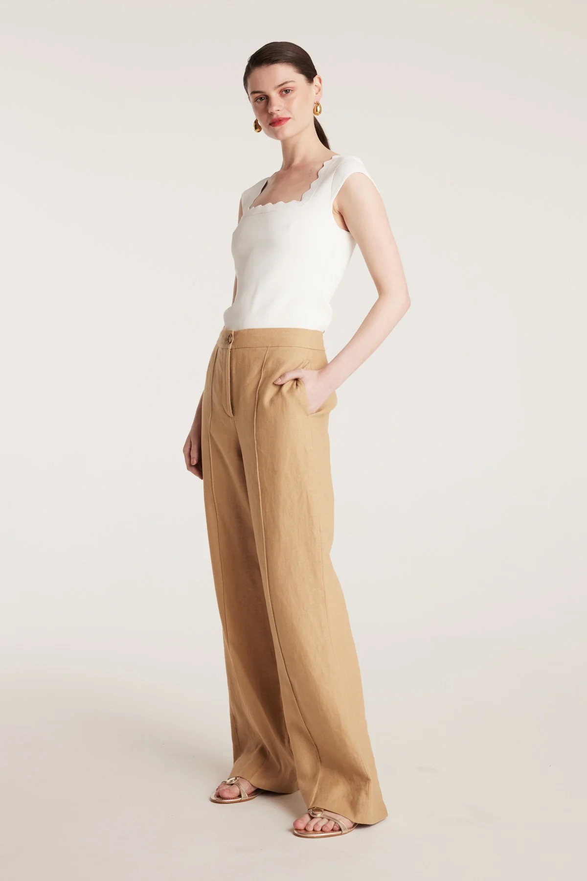 Linen Pant - Gold - Image 3
