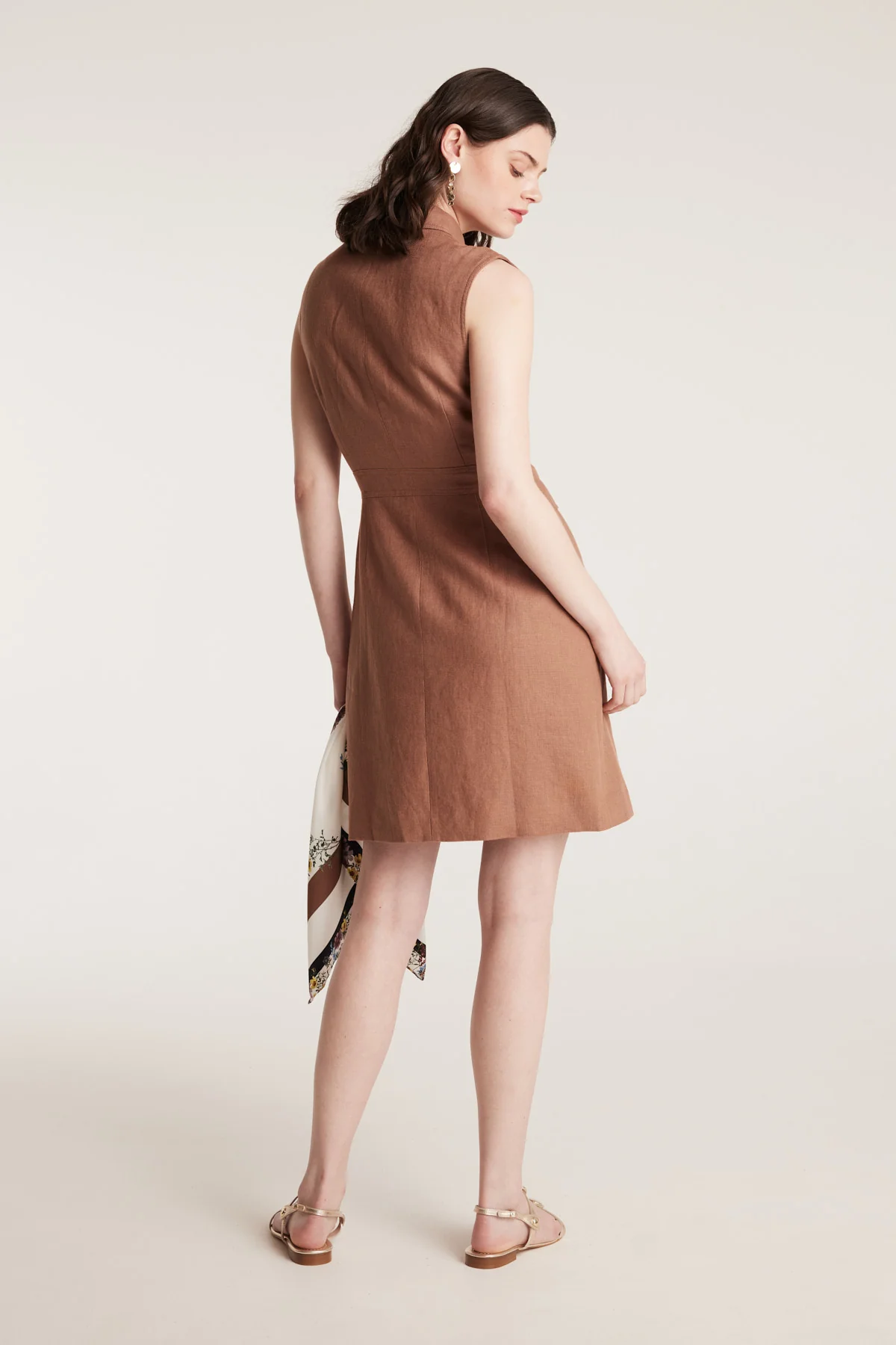 Linen Trench Dress - Mocha - Image 4