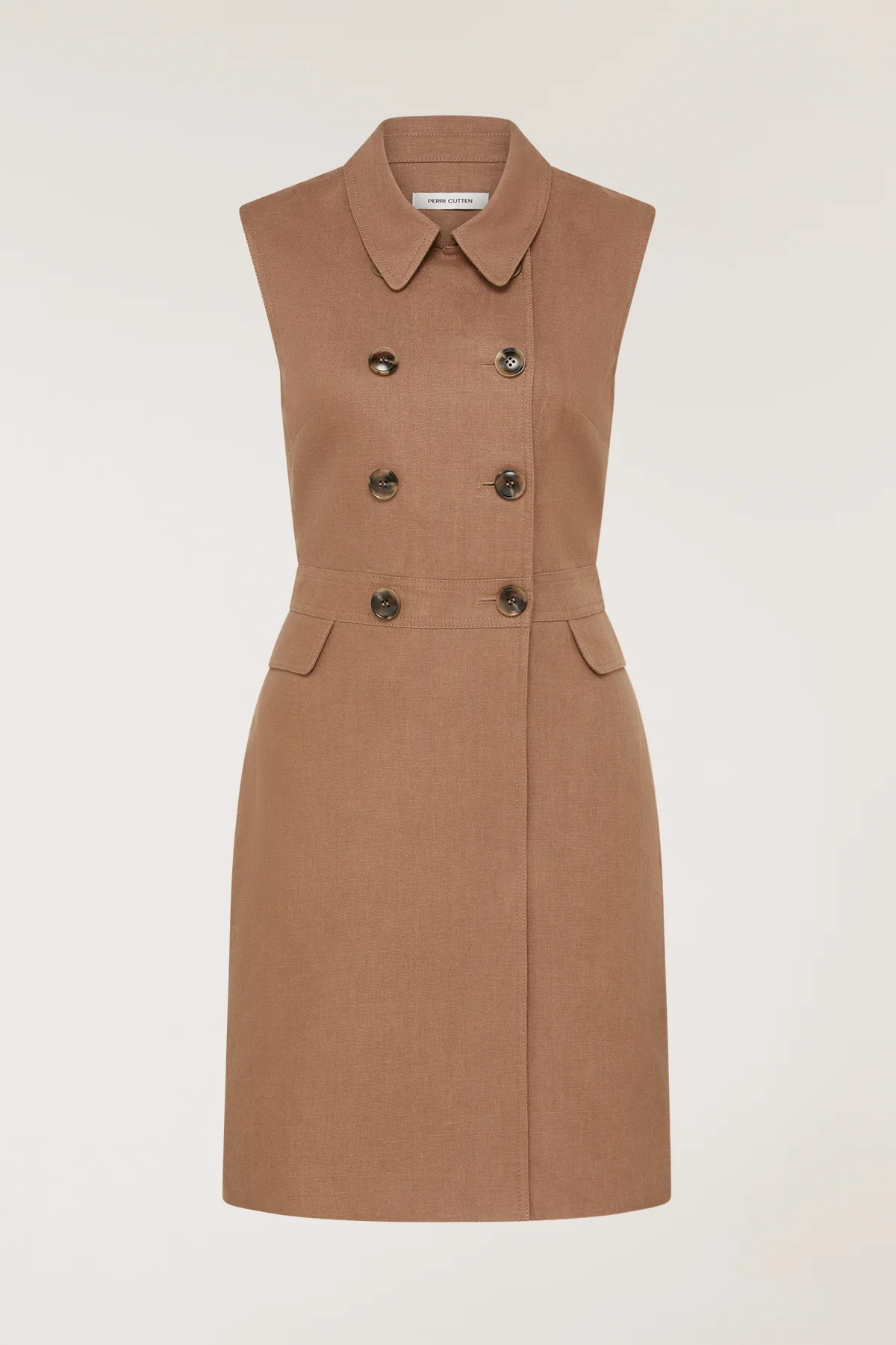 Linen Trench Dress - Mocha - Image 6