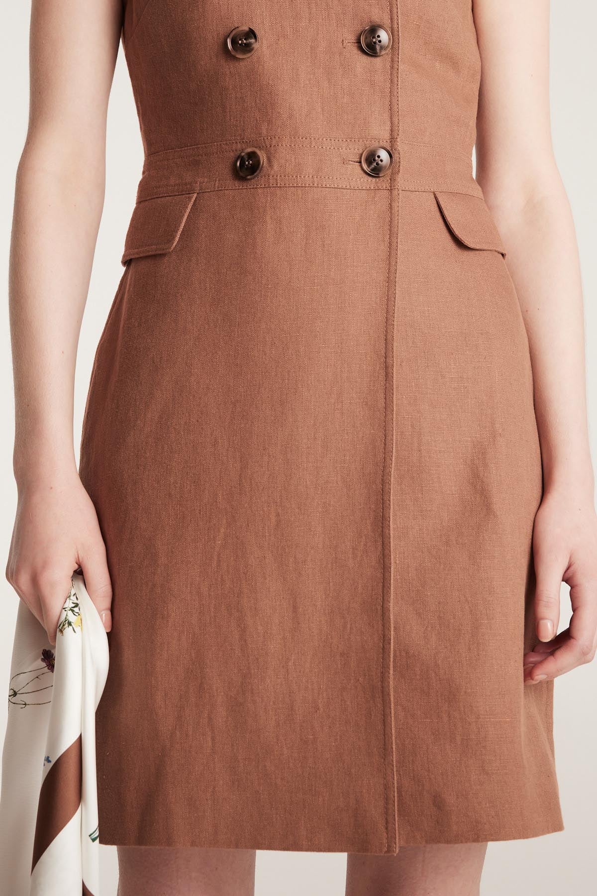 Linen Trench Dress - Mocha - Image 8