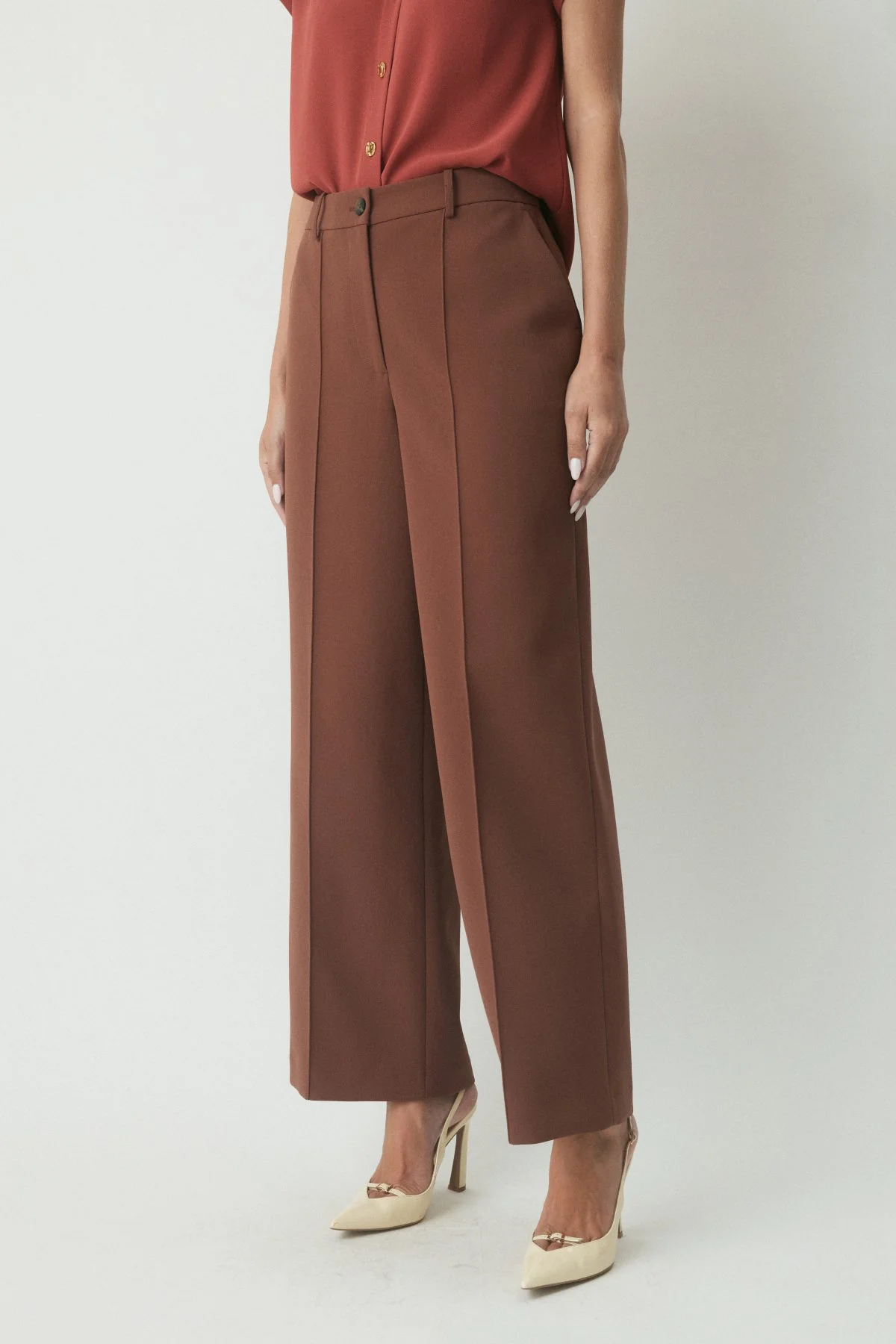 Lior Crepe Pant - Cognac - Image 2