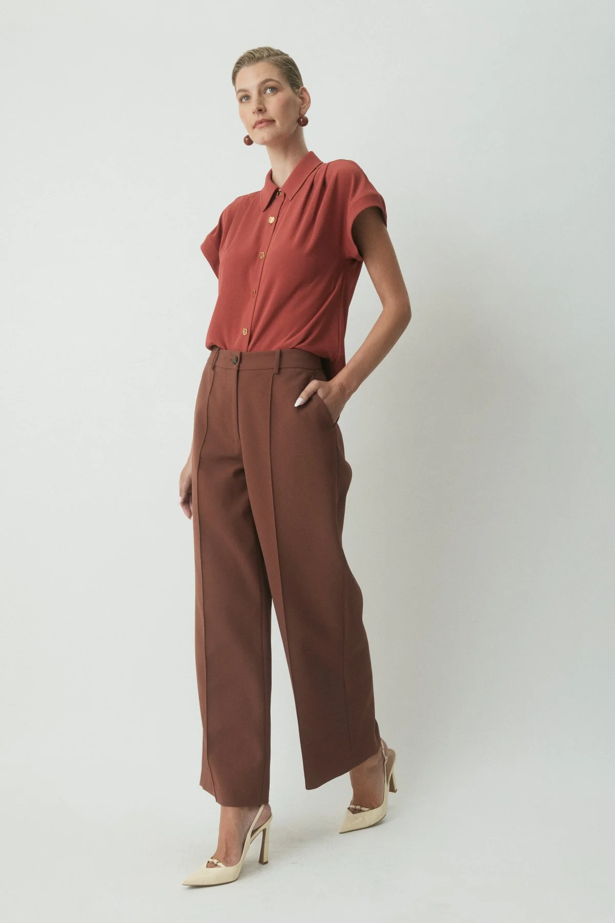Lior Crepe Pant - Cognac - Image 3