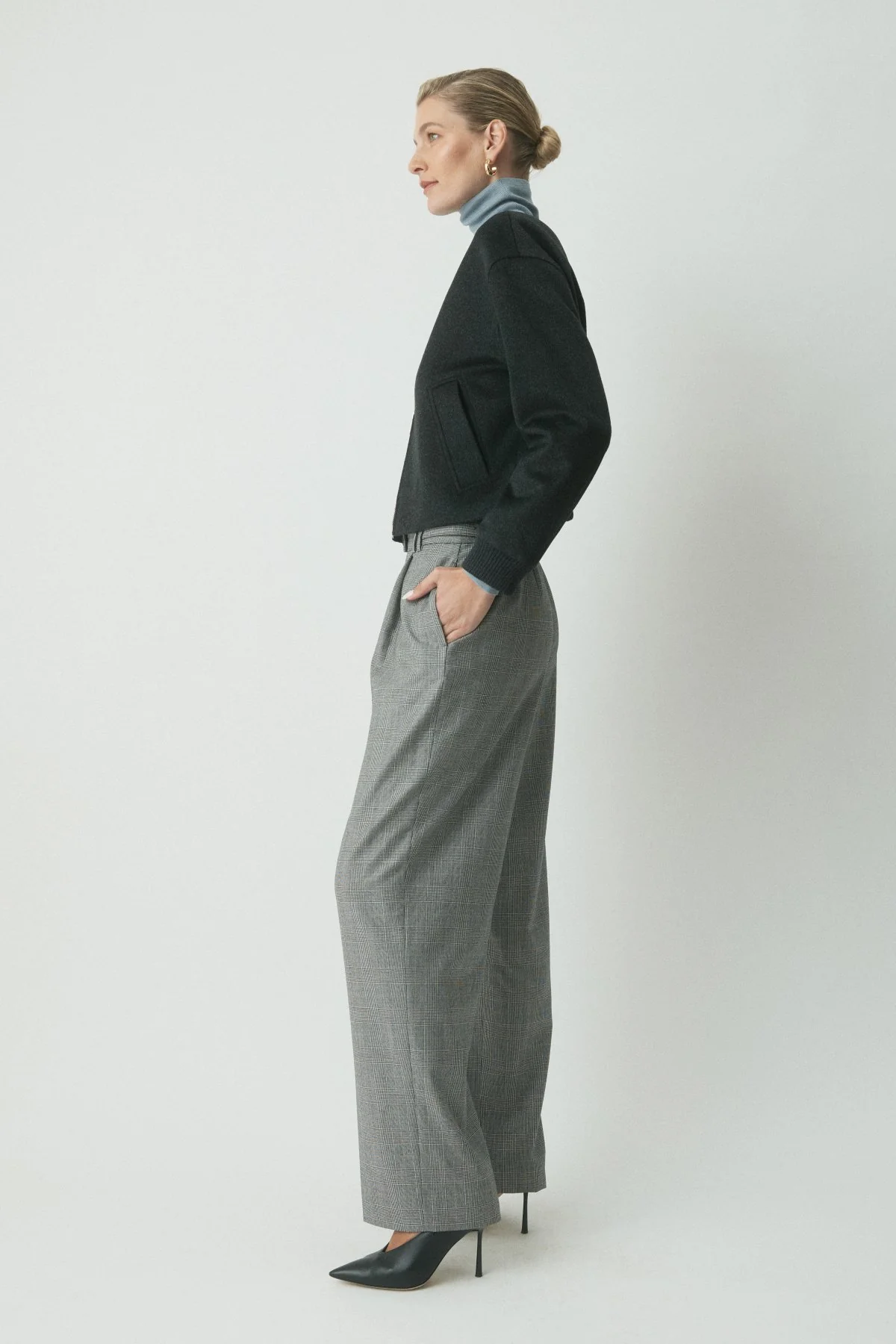 London Wool Bomber Jacket - Charcoal - Image 3