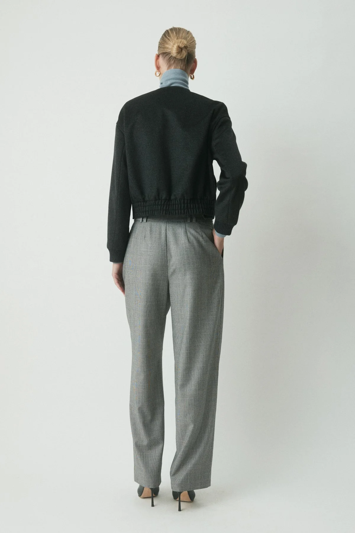 London Wool Bomber Jacket - Charcoal - Image 4
