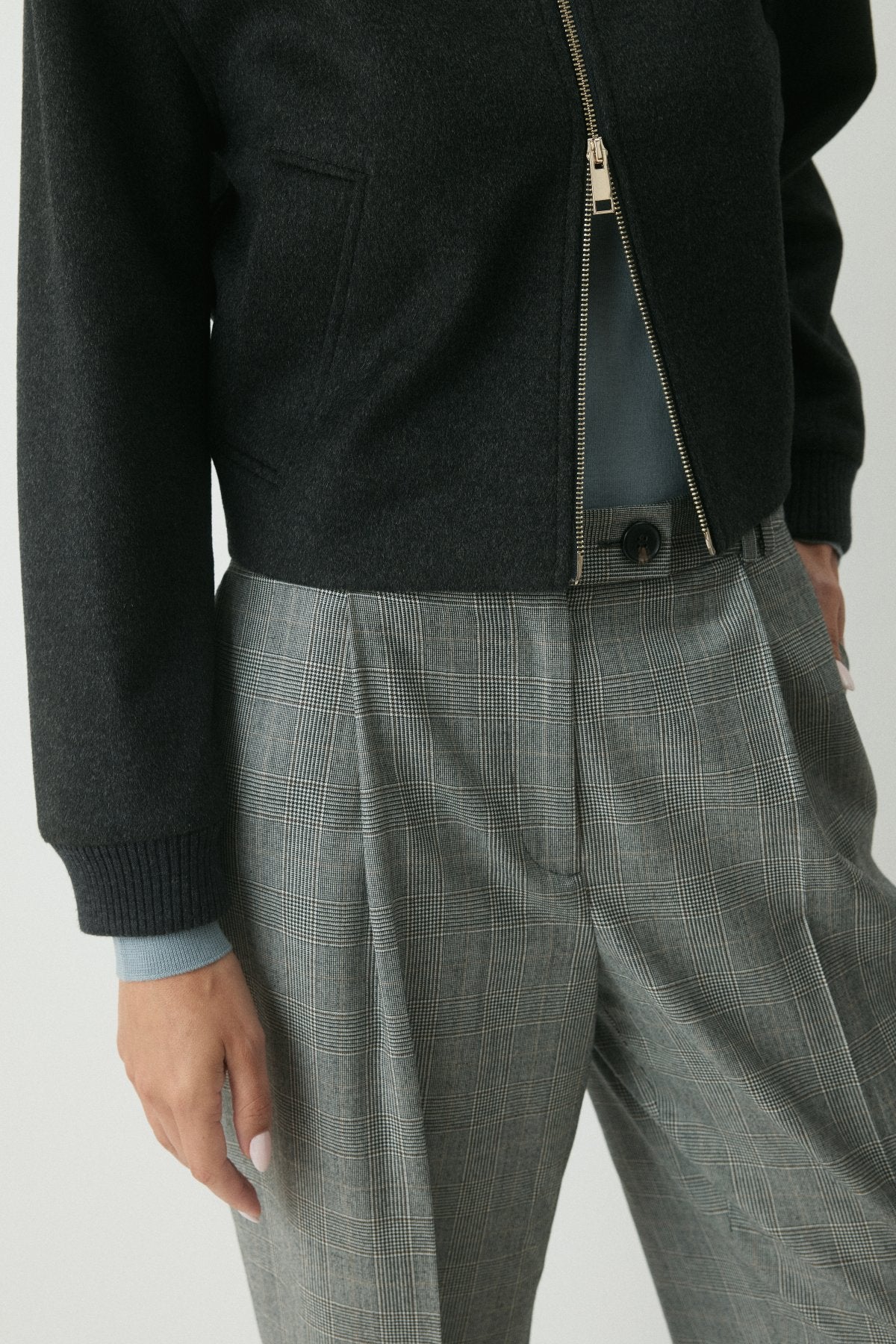 London Wool Bomber Jacket - Charcoal - Image 5