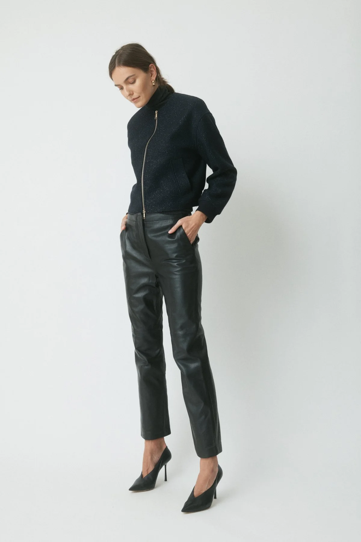 Londra Wool Bomber Jacket - Midnight - Image 3