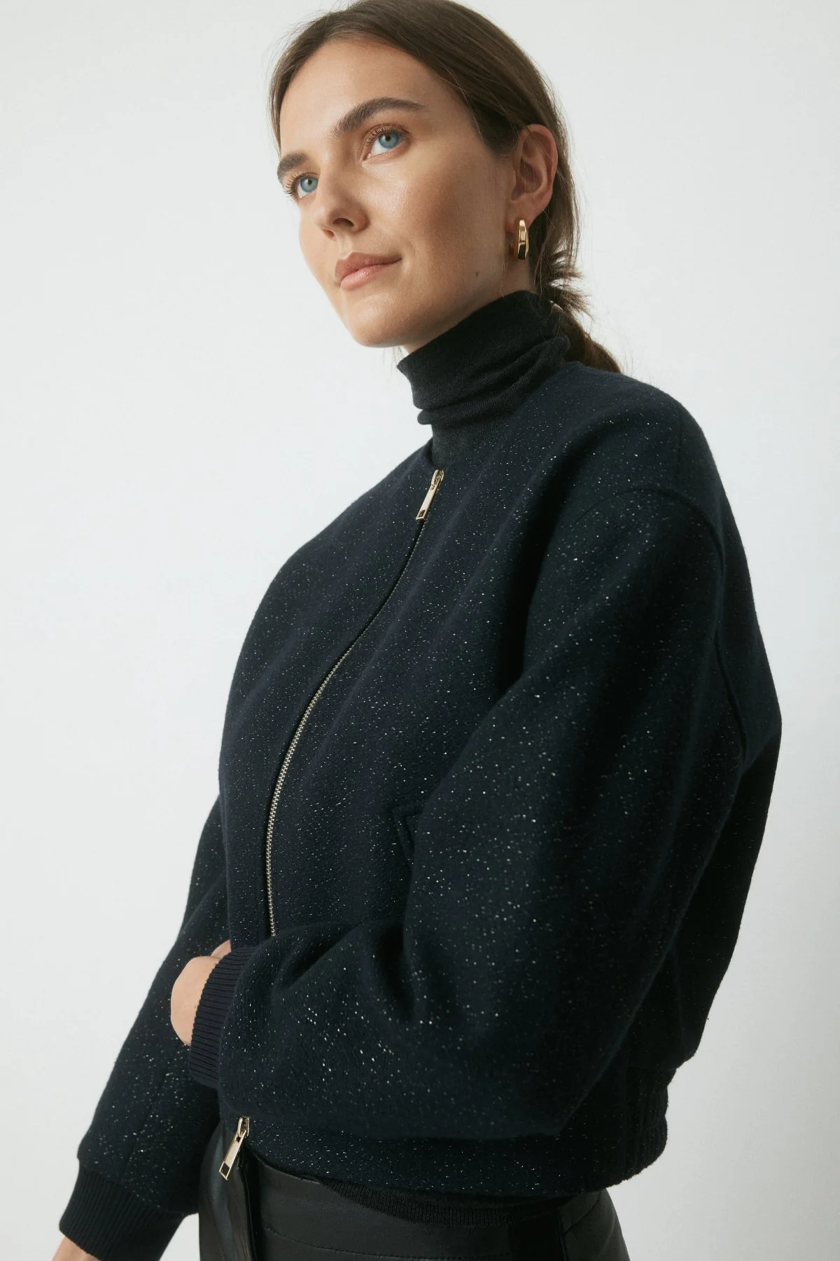 Londra Wool Bomber Jacket - Midnight - Image 5