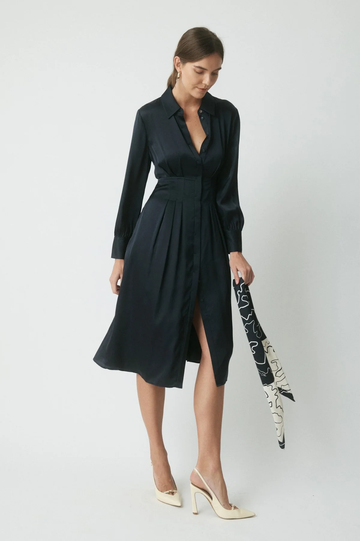 Maja Silk Shirt Dress - Midnight - Image 3