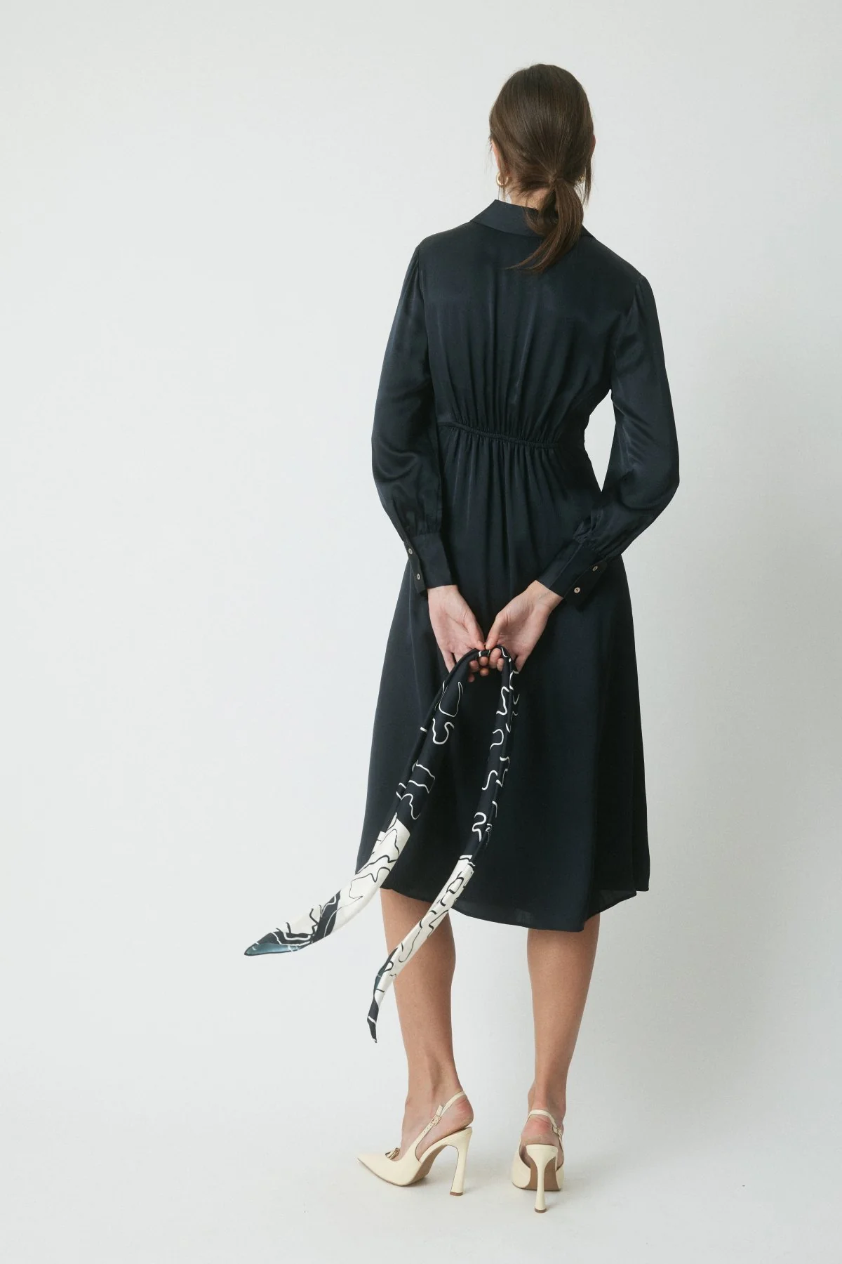 Maja Silk Shirt Dress - Midnight - Image 4