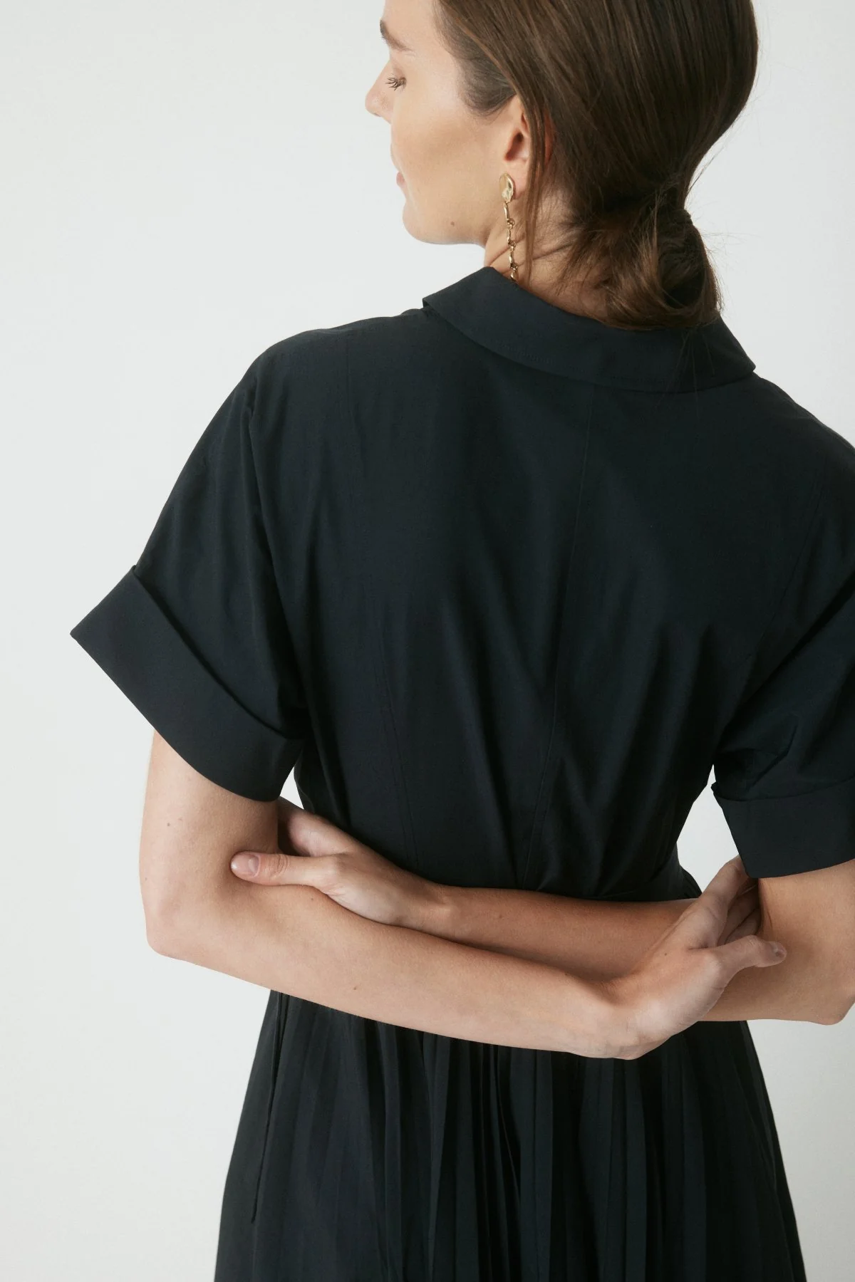 Margot Pleated Shirt Dress - Midnight - Image 4