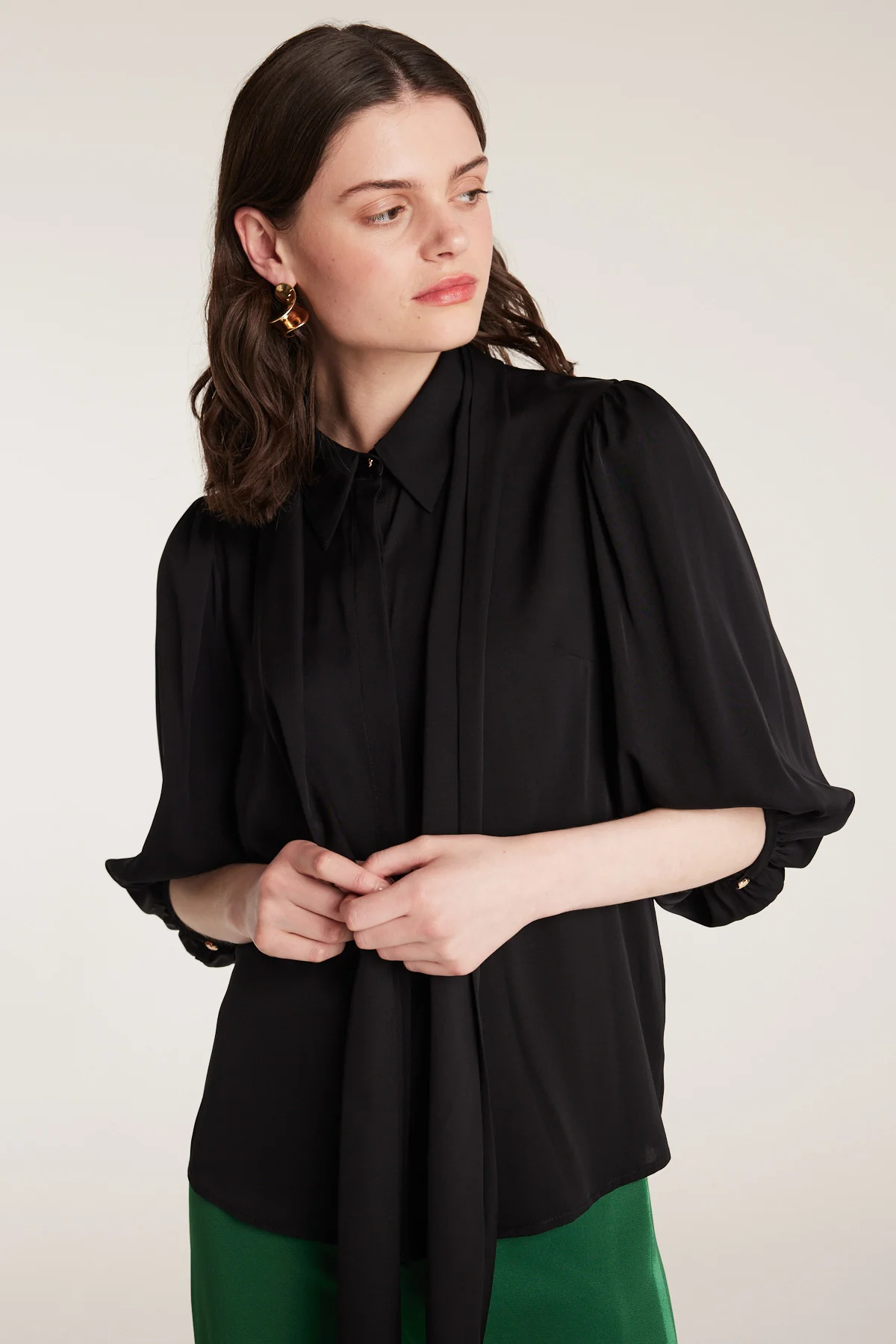 Marina Silk Shirt - Black - Image 5