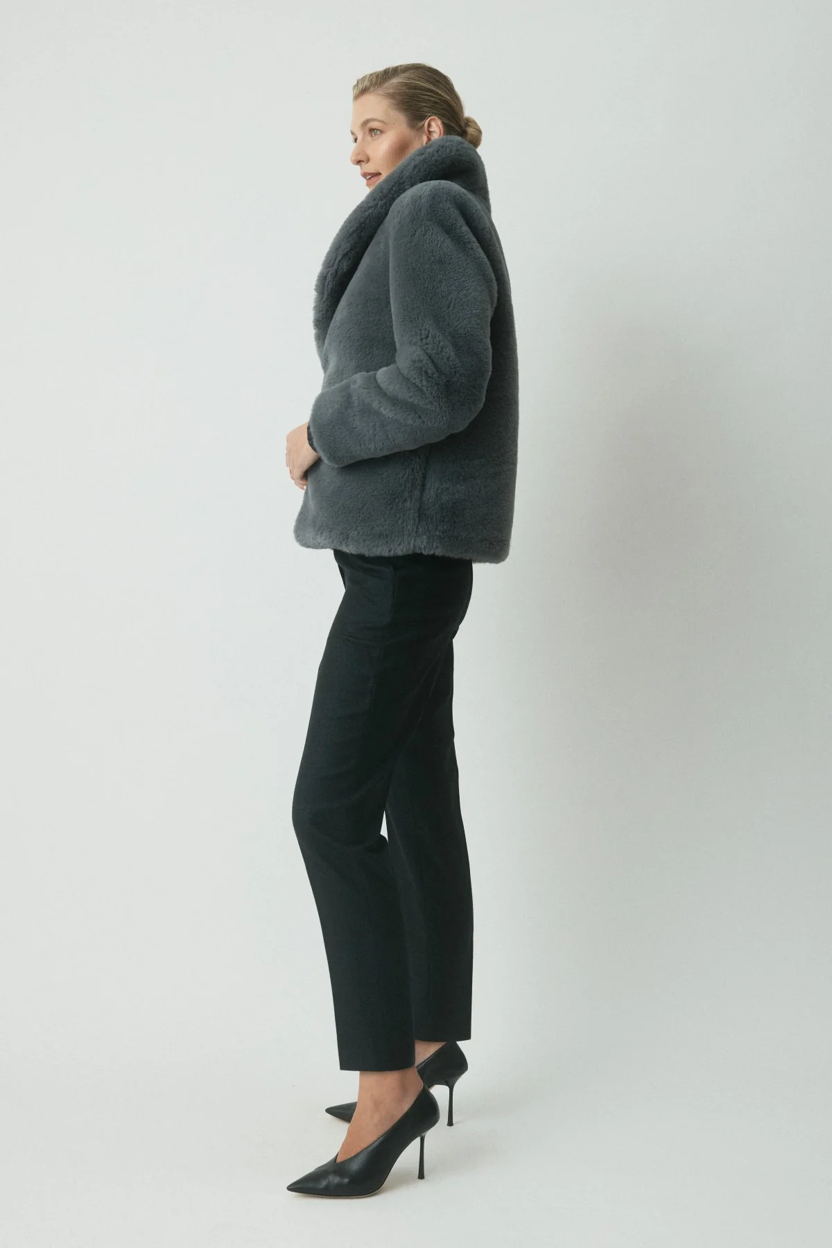 Mette Faux Fur Jacket - Smoke - Image 3