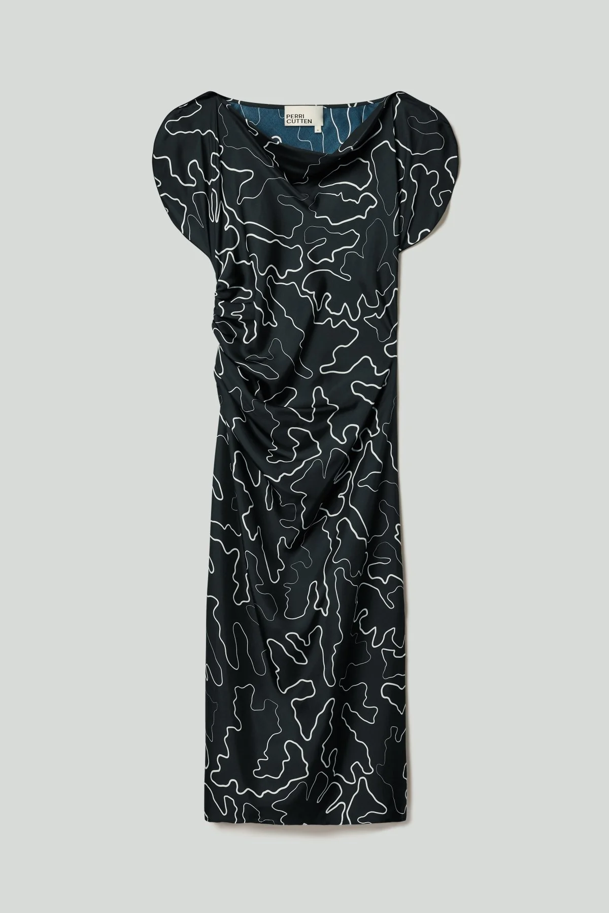 Milan Printed Silk Dress - Midnight/Ecru - Image 6