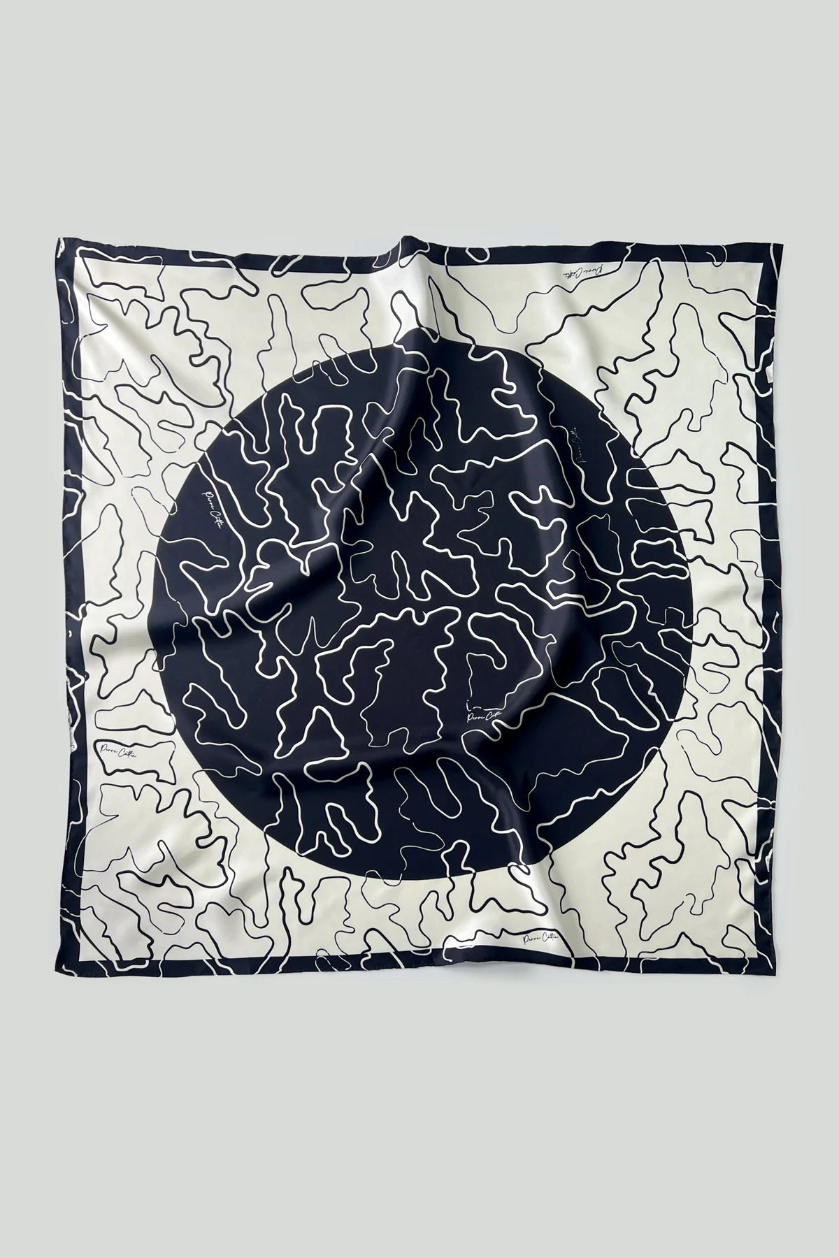 Milan Silk Scarf - Midnight/Ecru - Image 3