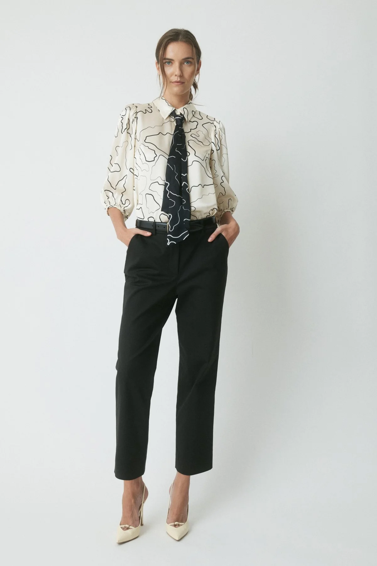 Milan Silk Shirt - Midnight/Ecru
