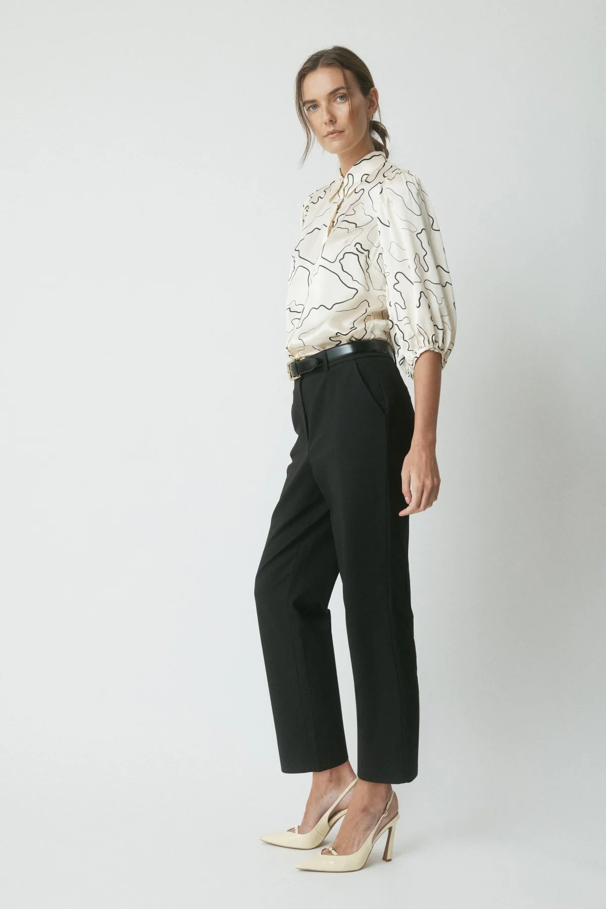 Milan Silk Shirt - Midnight/Ecru - Image 3