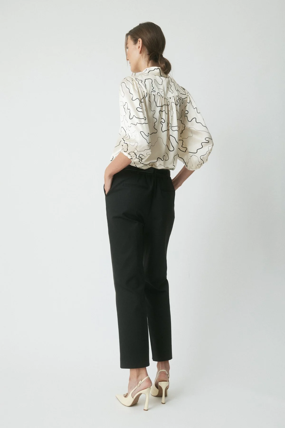 Milan Silk Shirt - Midnight/Ecru - Image 4