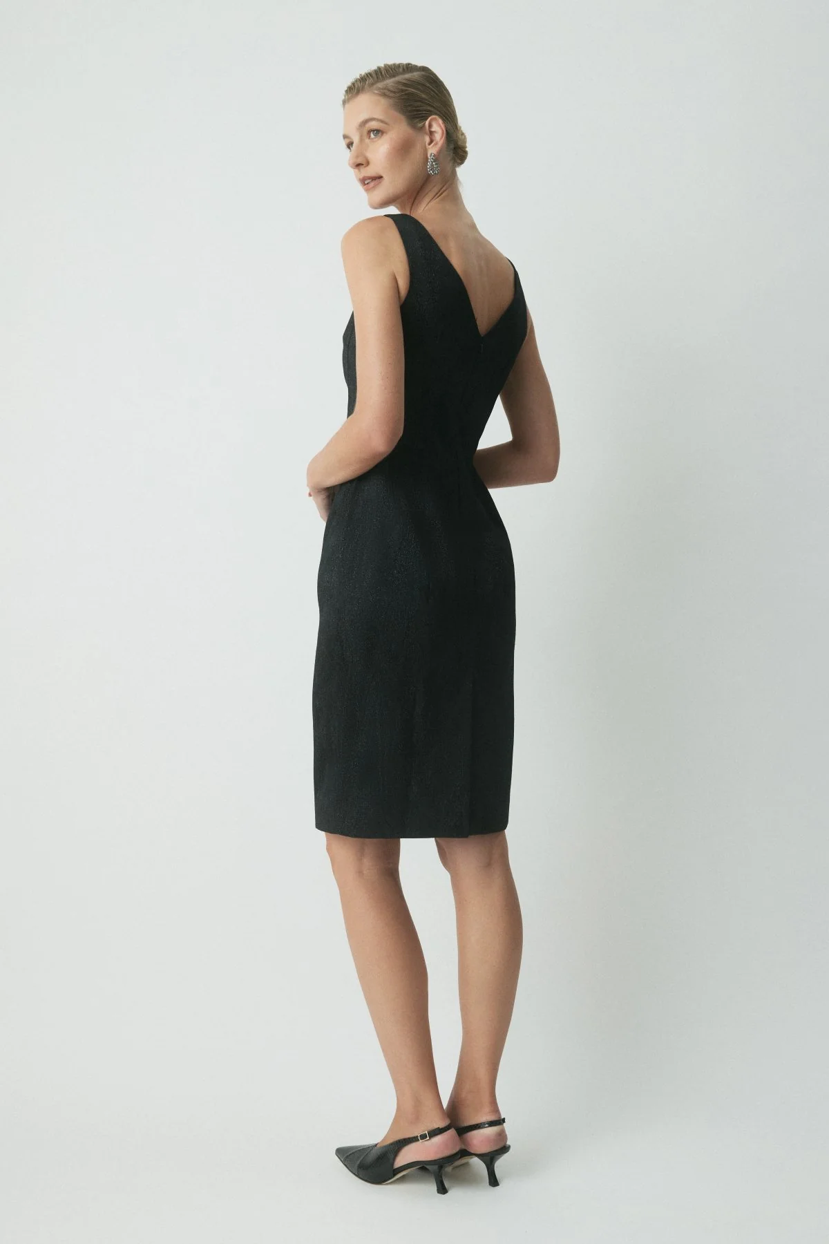 Millie Brocade Dress - Black - Image 4
