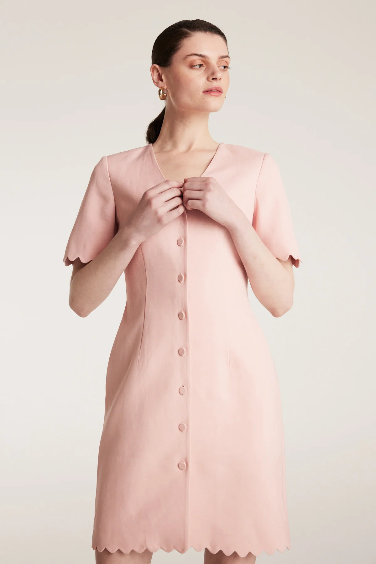 Mirella Linen Dress - Pale Pink - Image 5